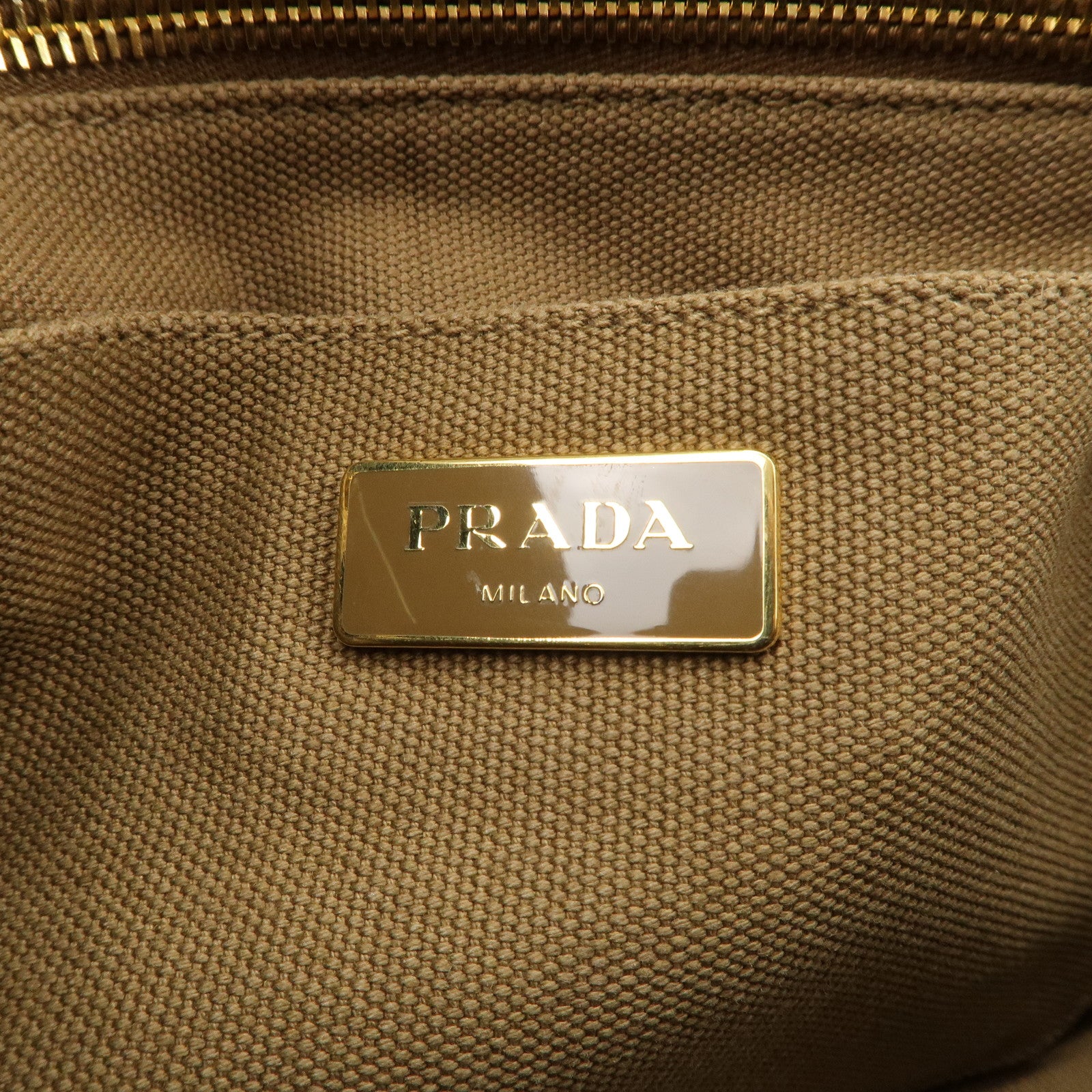 PRADA Logo Canapa Canvas Bijou Studs 2Way Hand Tote Bag Brown Used