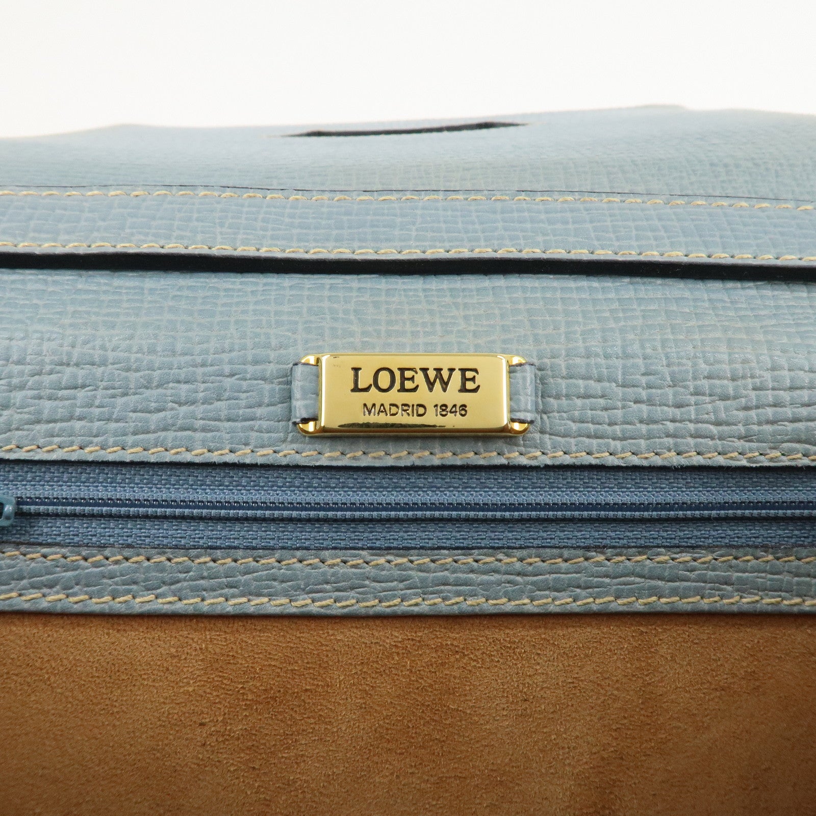 LOEWE Barcelona Leather 2Way Bag Shoulder Bag Light Blue Used