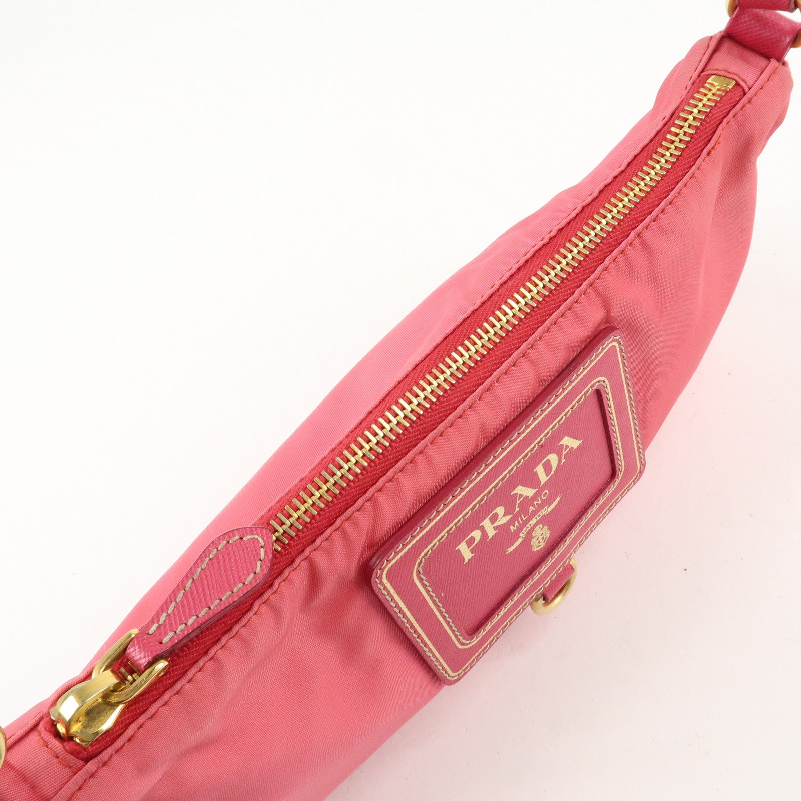 PRADA Nylon Saffiano Leather Shoulder Bag Hand Bag Pink