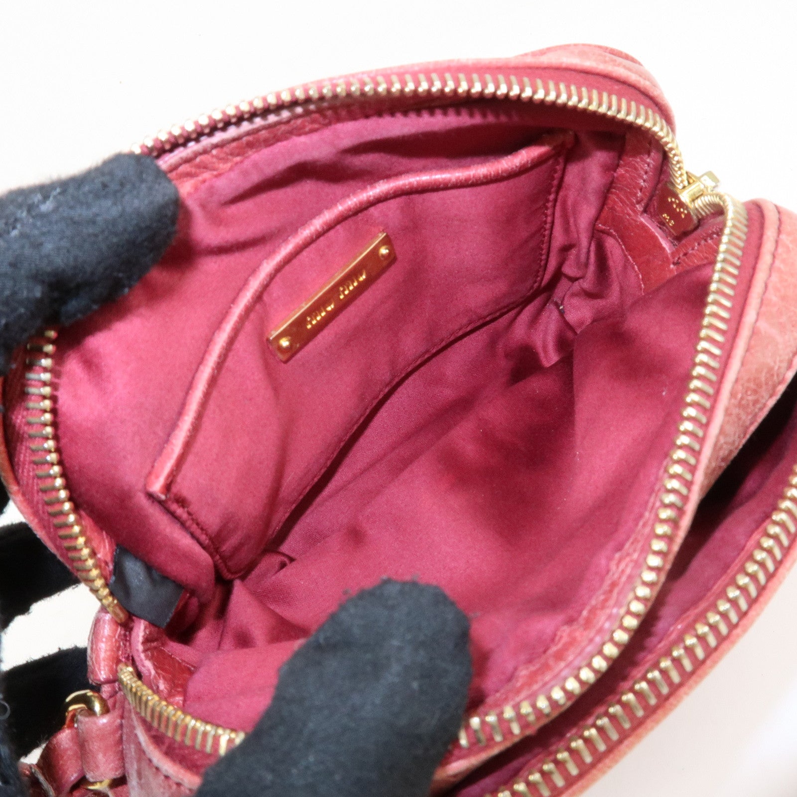 MIU MIU Leather Shoulder Bag Crossbodyb Bag Pink 5BH543