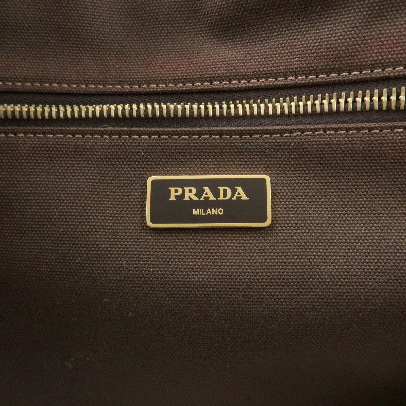 PRADA Canapa Large Canvas Tote Bag Hand Bag Brown B1872B Used