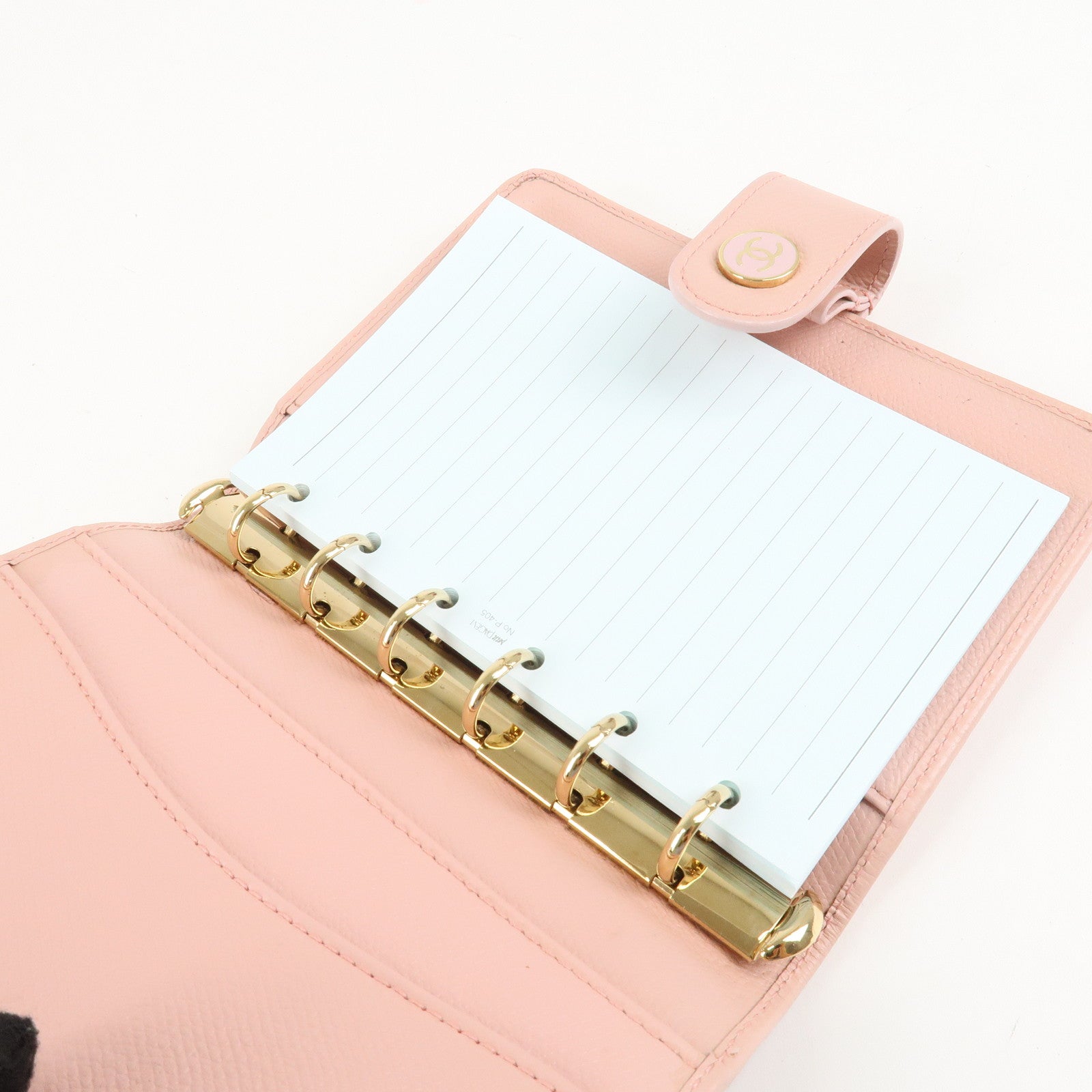 CHANEL Leather Planner Cover Pink Gold Hardware Used