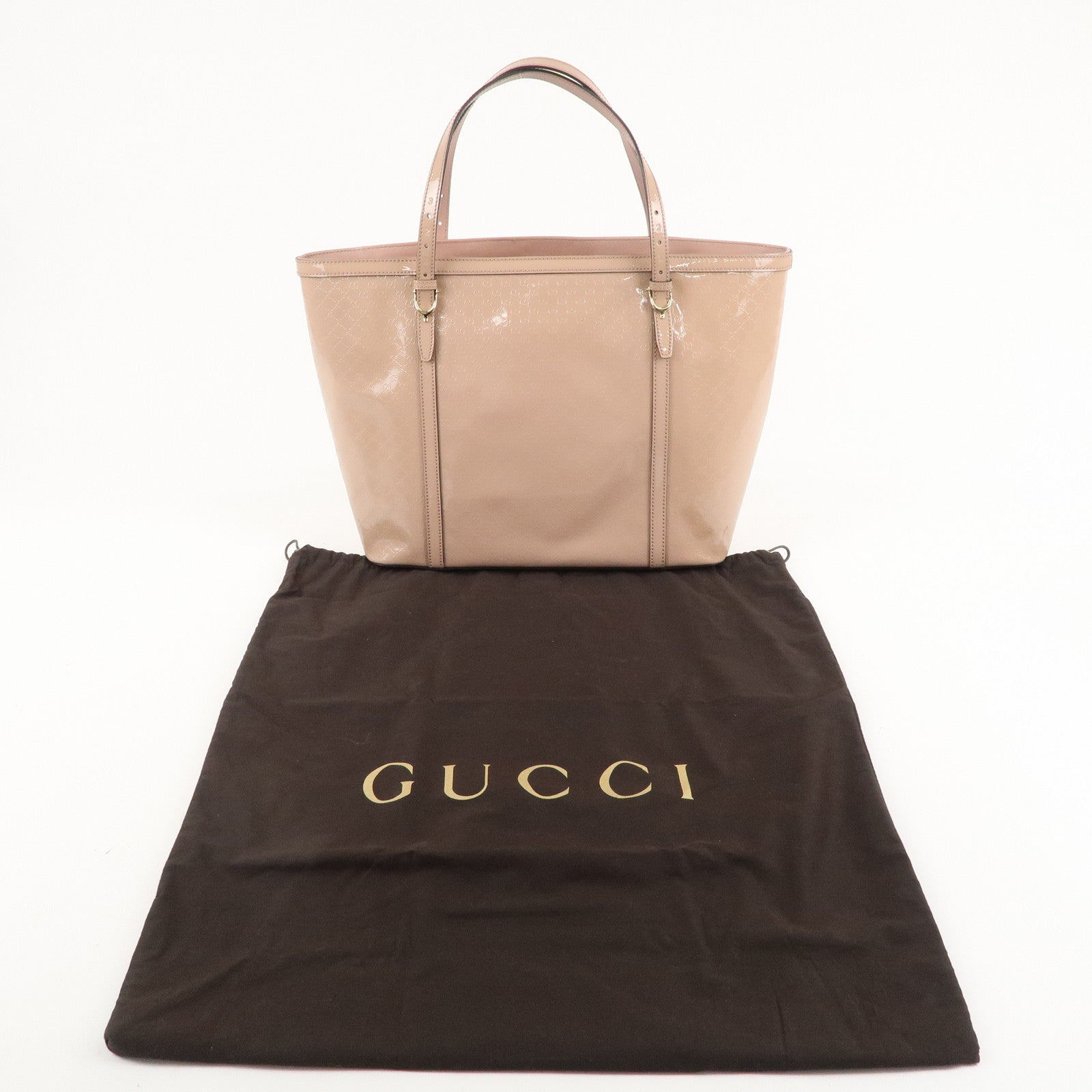 GUCCI Micro Guccissima Patent Leather Tote Bag Pink Beige 309613