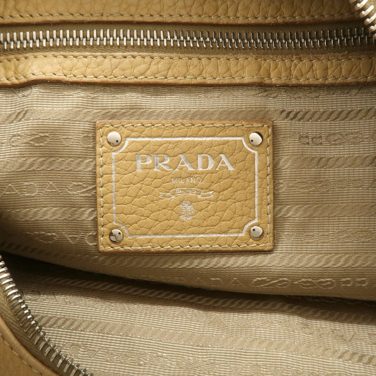 PRADA Leather Shoulder Bag Beige BR4311