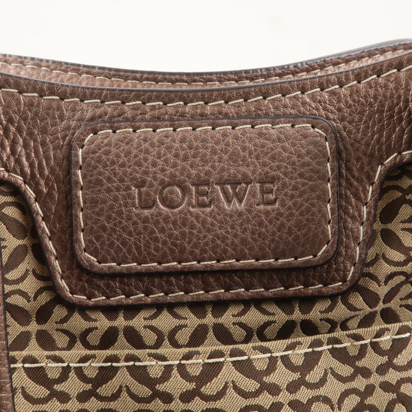 LOEWE New Road Canvas Leather Anagram Tote Bag Hand Bag