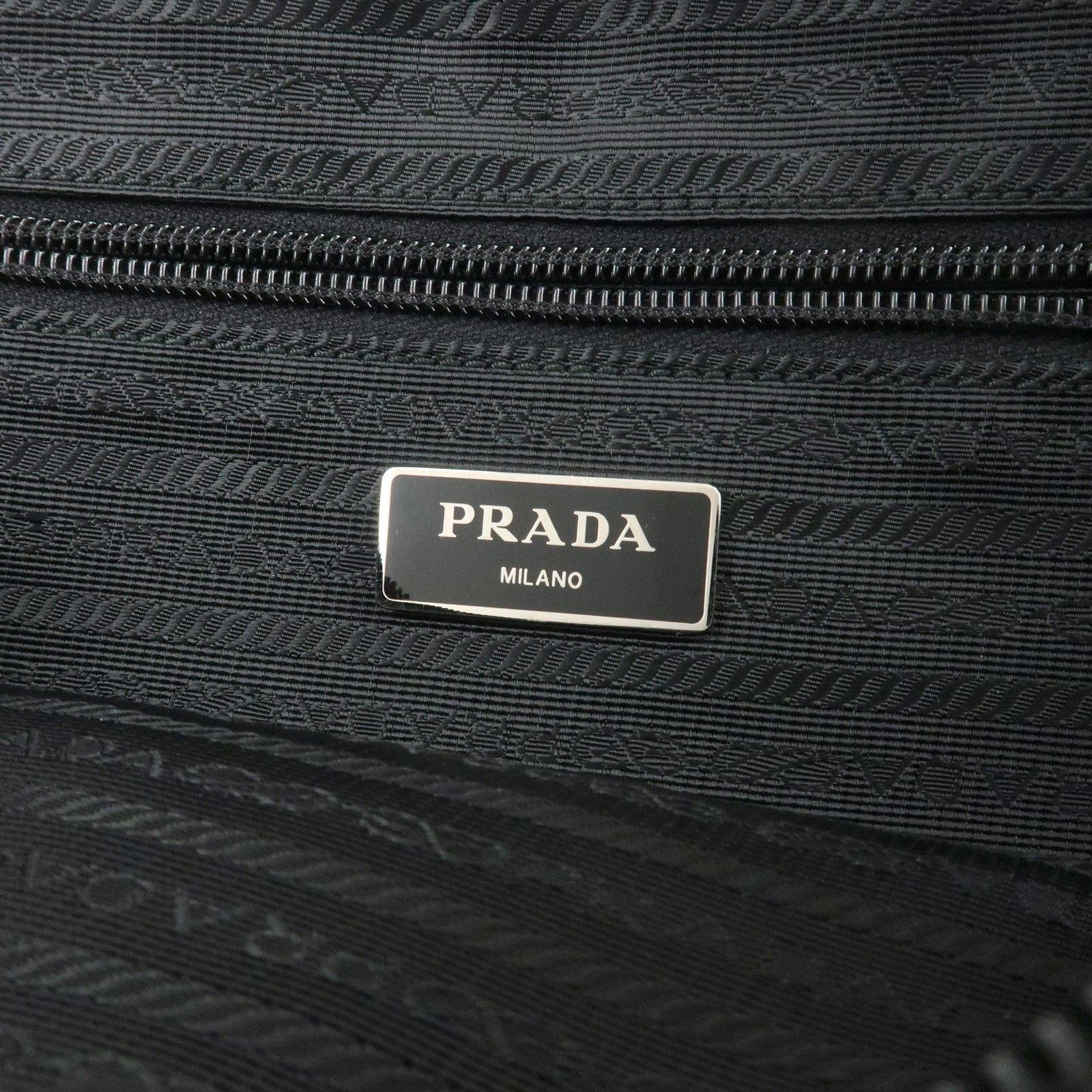 PRADA Triangle Logo Nylon Leather Shoulder Bag Black Used