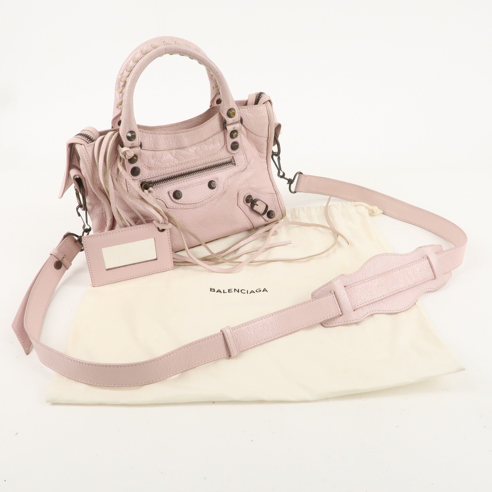 BALENCIAGA Leather Classic Mini City 2Way Bag Light Pink 300295