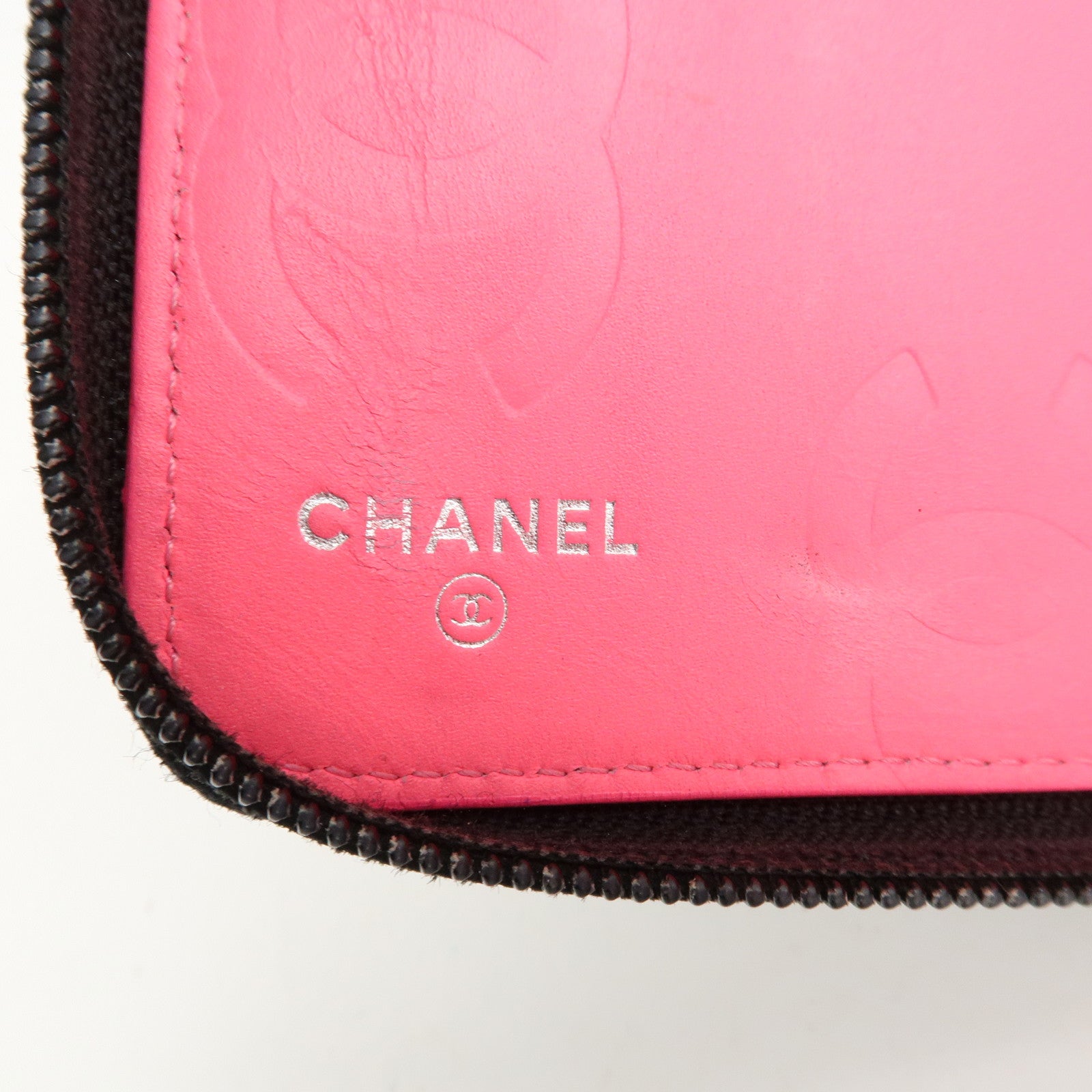 CHANEL Cambon Line Leather Round Zippy Long Wallet Black A26710