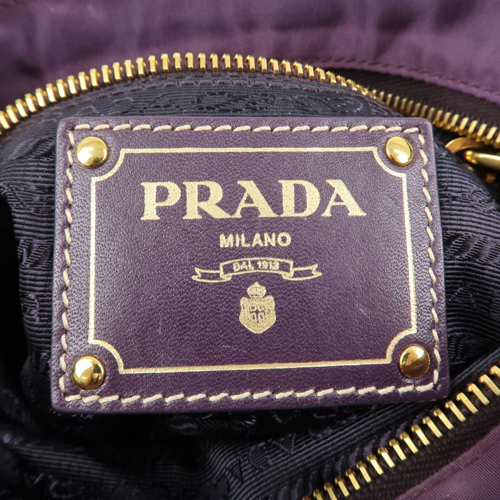 PRADA Logo Jacquard Nylon Patent Leather Shoulder Bag BT0702 Used