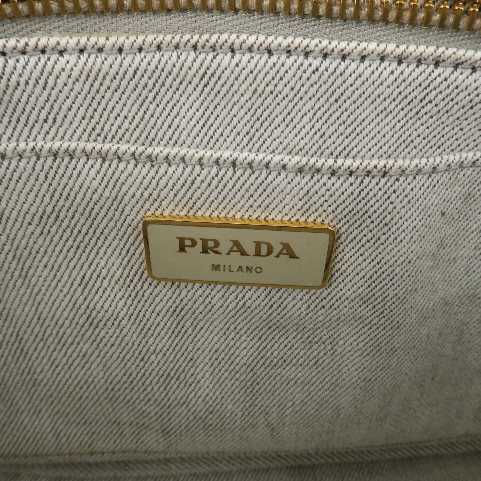 PRADA Canapa Mini Canvas 2Way Bag Hand Bag Light Grey B2439G