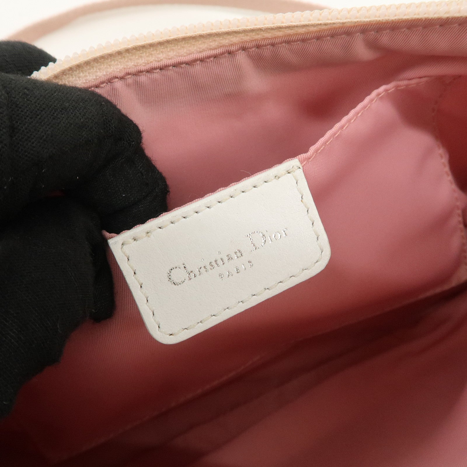 Christian Dior Trotter Canvas Leather Shoulder Bag Pink