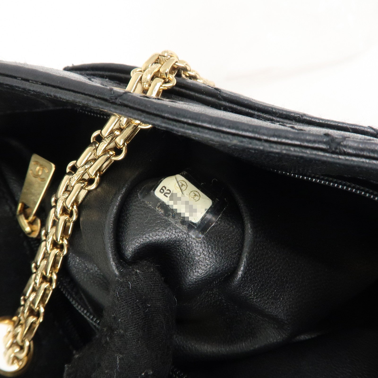 CHANEL Matelasse Lamb Skin Chain Shoulder Bag Black