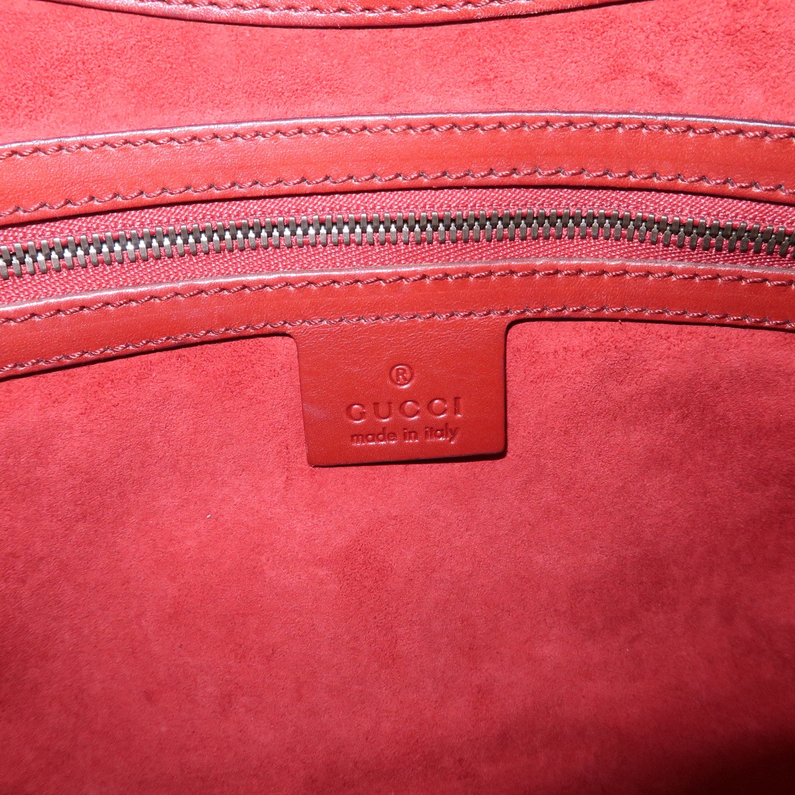 GUCCI Interlocking G Leather One Shoulder Bag Red 114877 Used