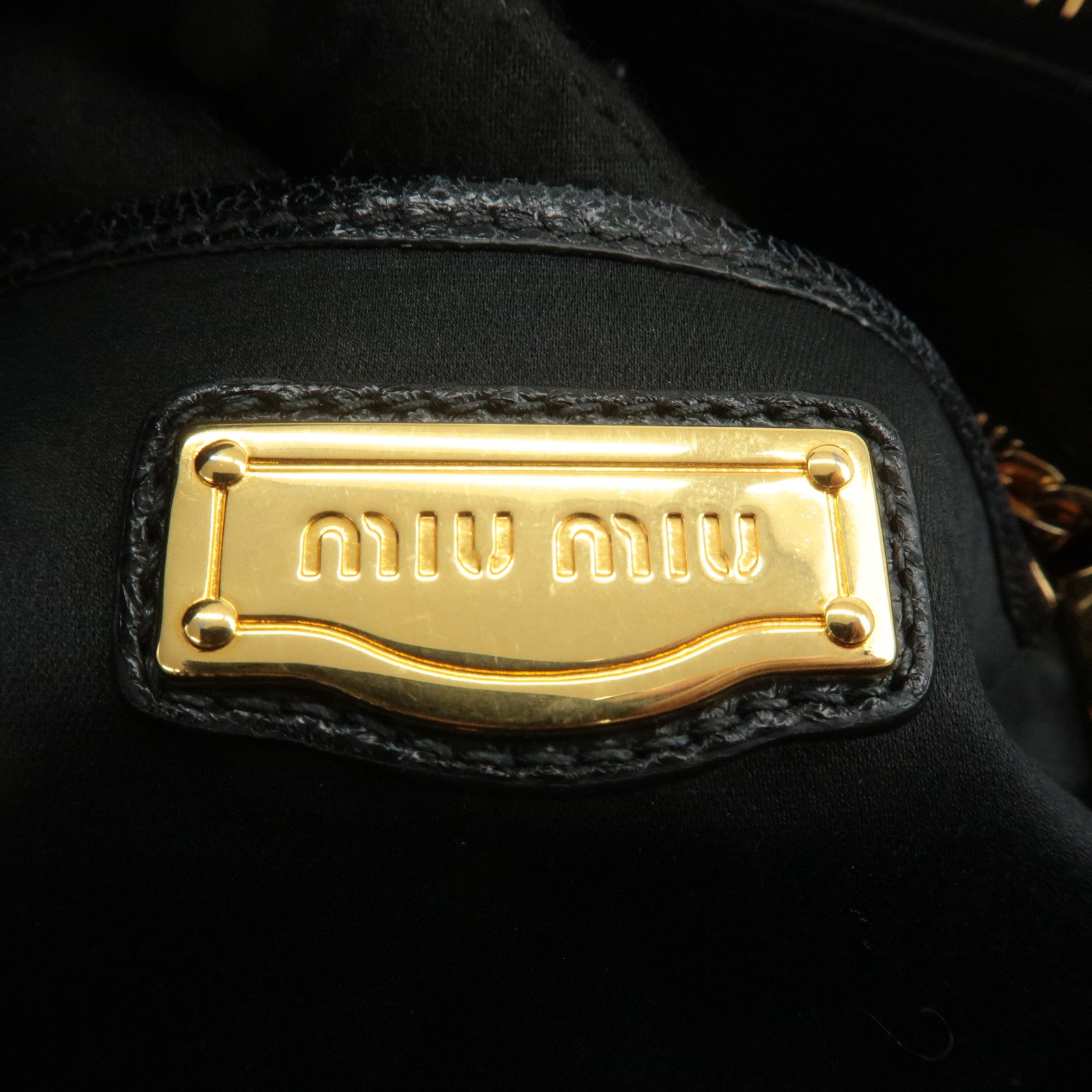 MIU MIU Leather 2Way Bag Hand Bag Shoulder Bag Black 5BB893 Used