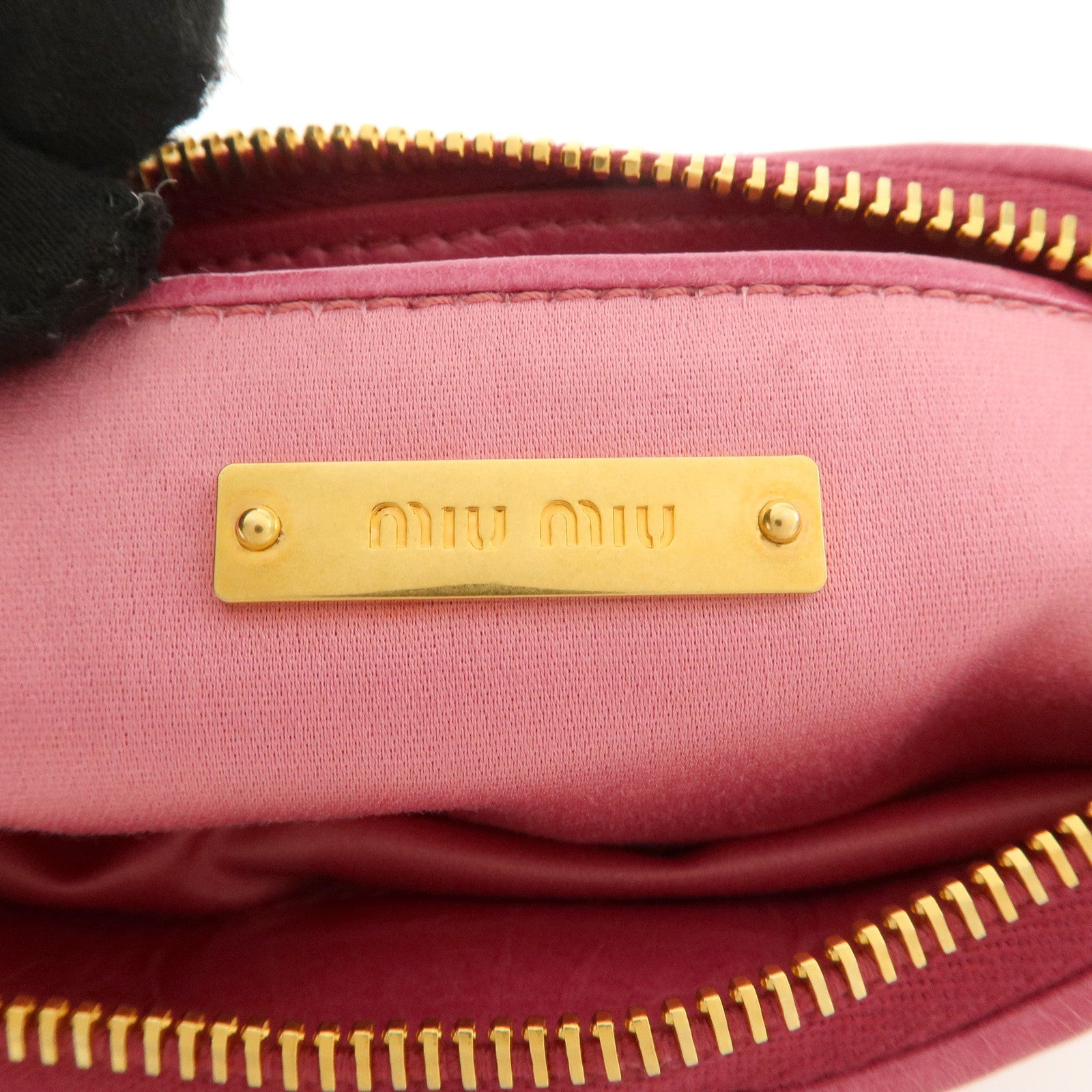 MIU MIU Leather Pouch Hand Bag Clutch Bag Cosmetic Pouch Pink Used