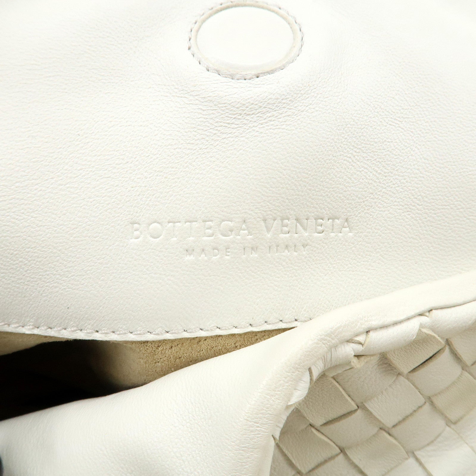 BOTTEGA VENETA Intrecciato Leather Campana Shoulder Bag White 125787