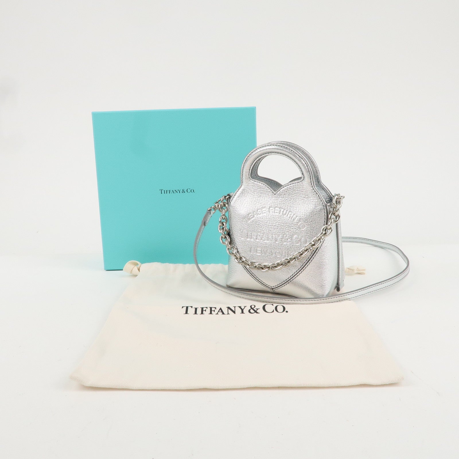 Tiffany&Co. Leather Return to Tiffany Micro Tote Bag SIlver