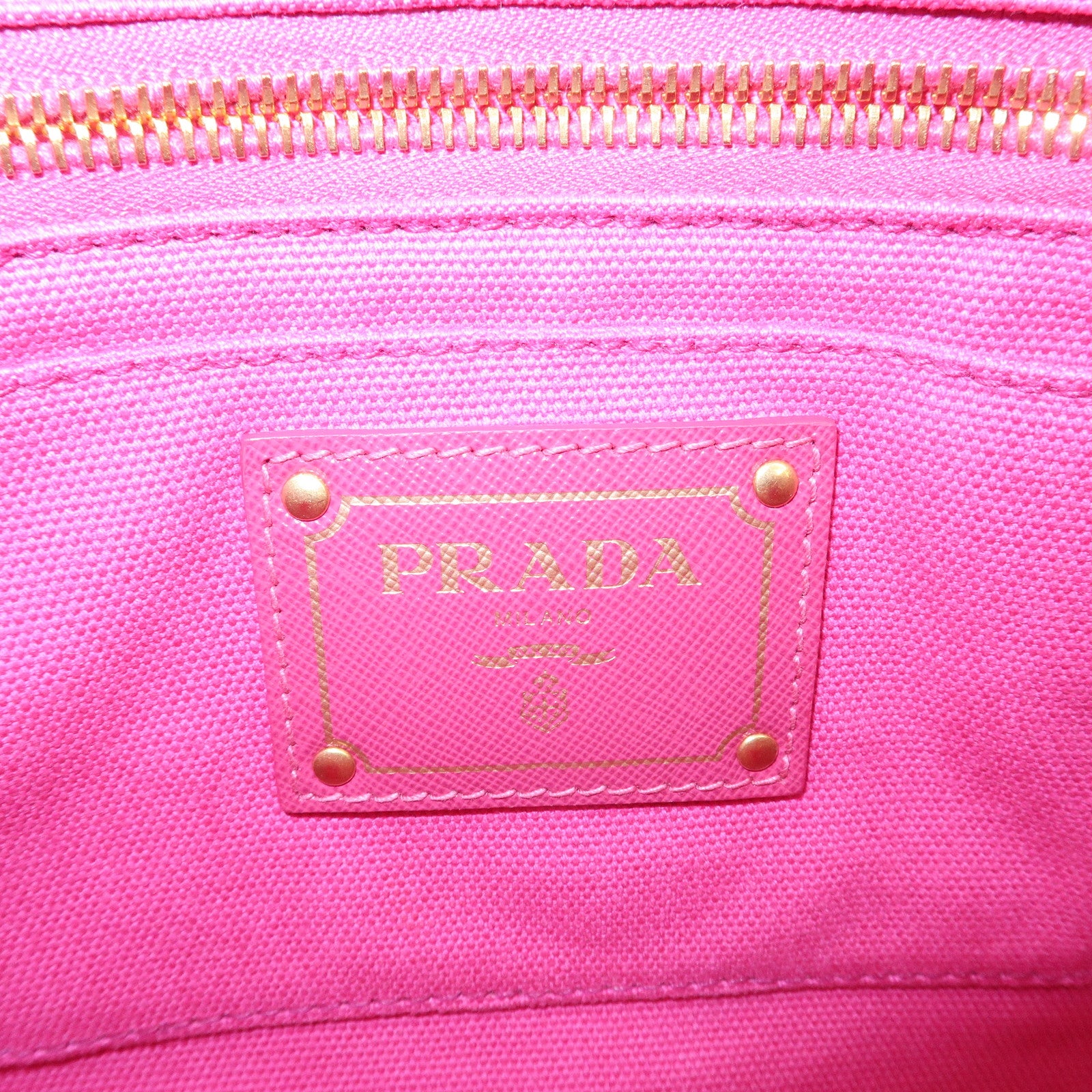 PRADA Canvas Bijoux Studded Clutch Bag Pink BP521O Used