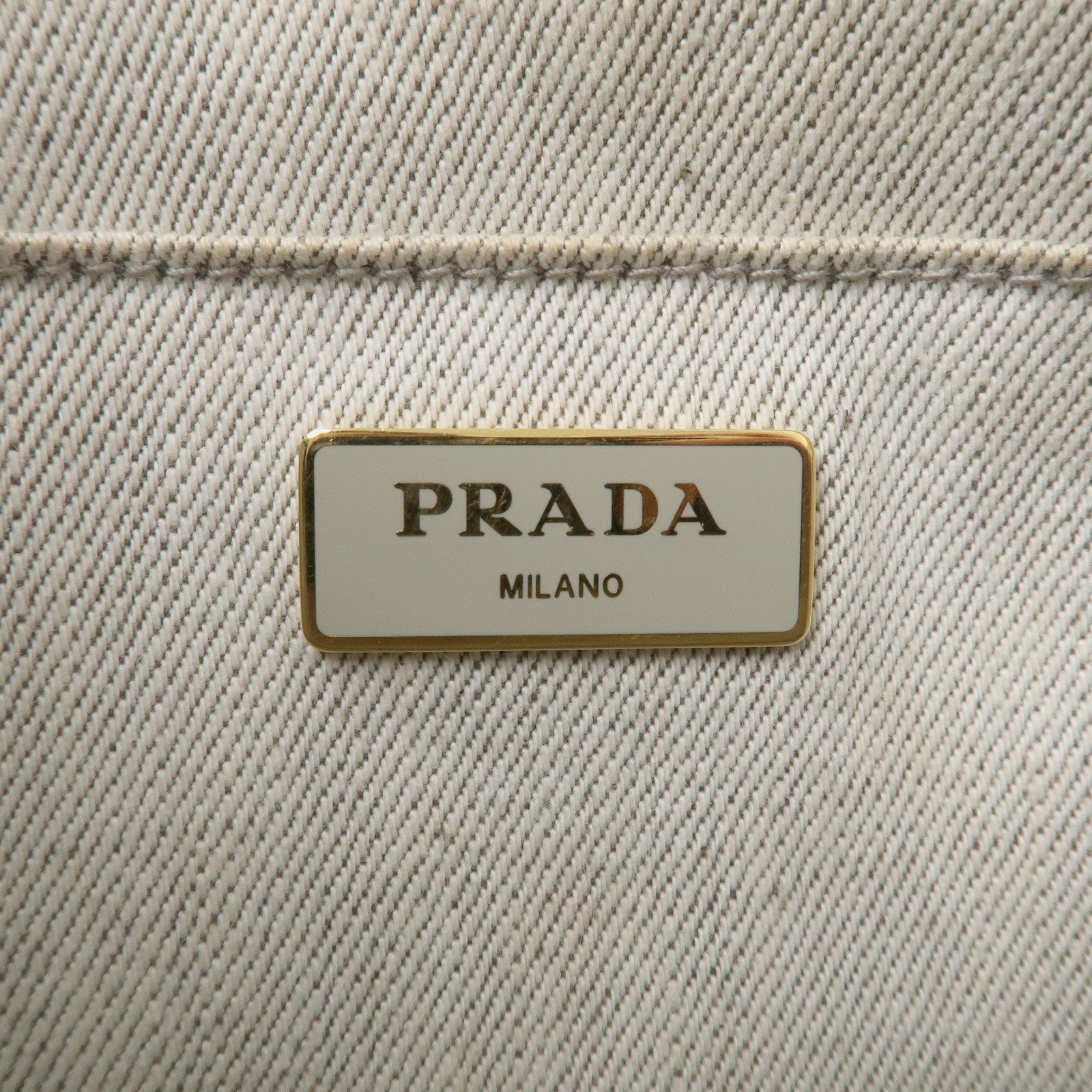 PRADA Canvas Canapa Mini Hand Bag Light Grey