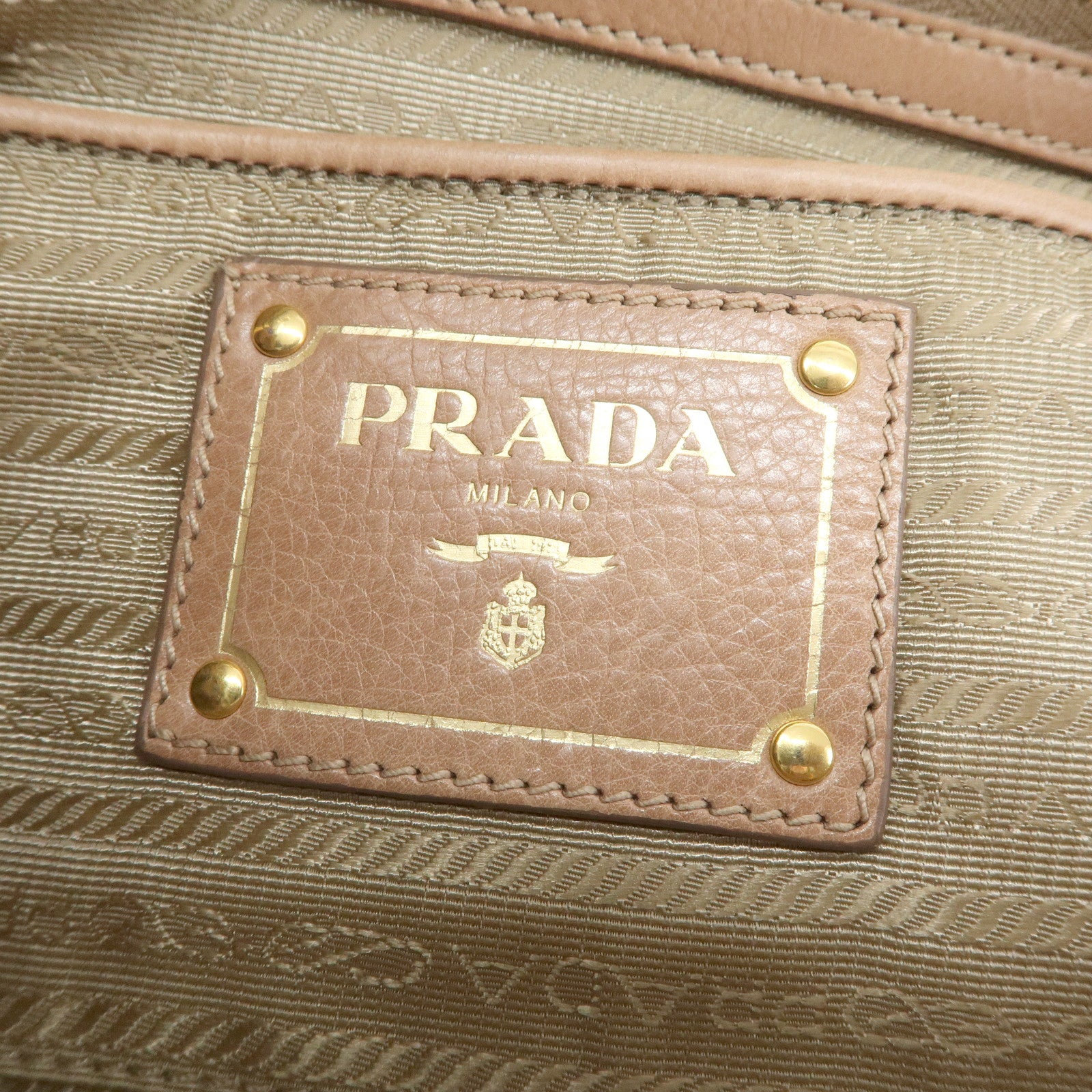 PRADA Leather Ribbon 2Way Hand Bag Shoulder Bag Beige BN2245 Used