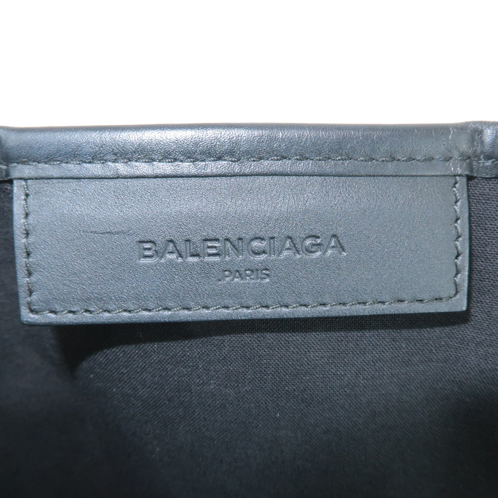 BALENCIAGA Denim Leather Navy Cabas MM Tote Hand Bag Blue 339936