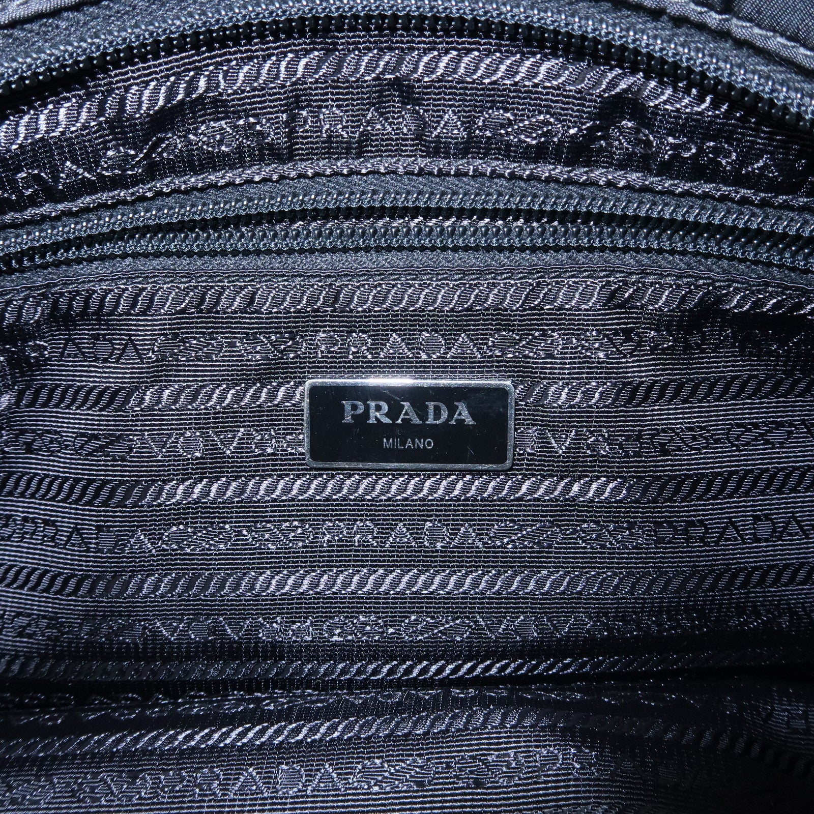 PRADA Logo Nylon Leather Tote Bag NERO Black 1BG052