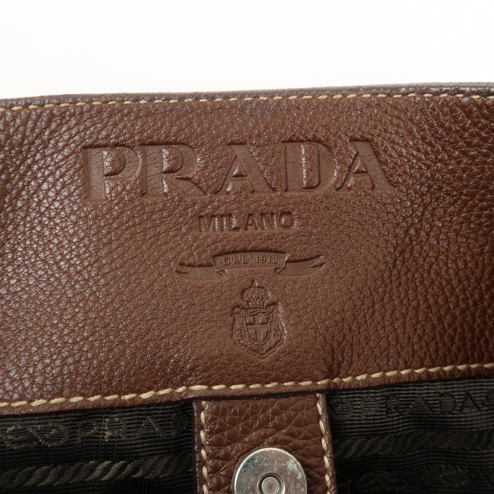 PRADA Leather Shoulder Bag Brown BR3408