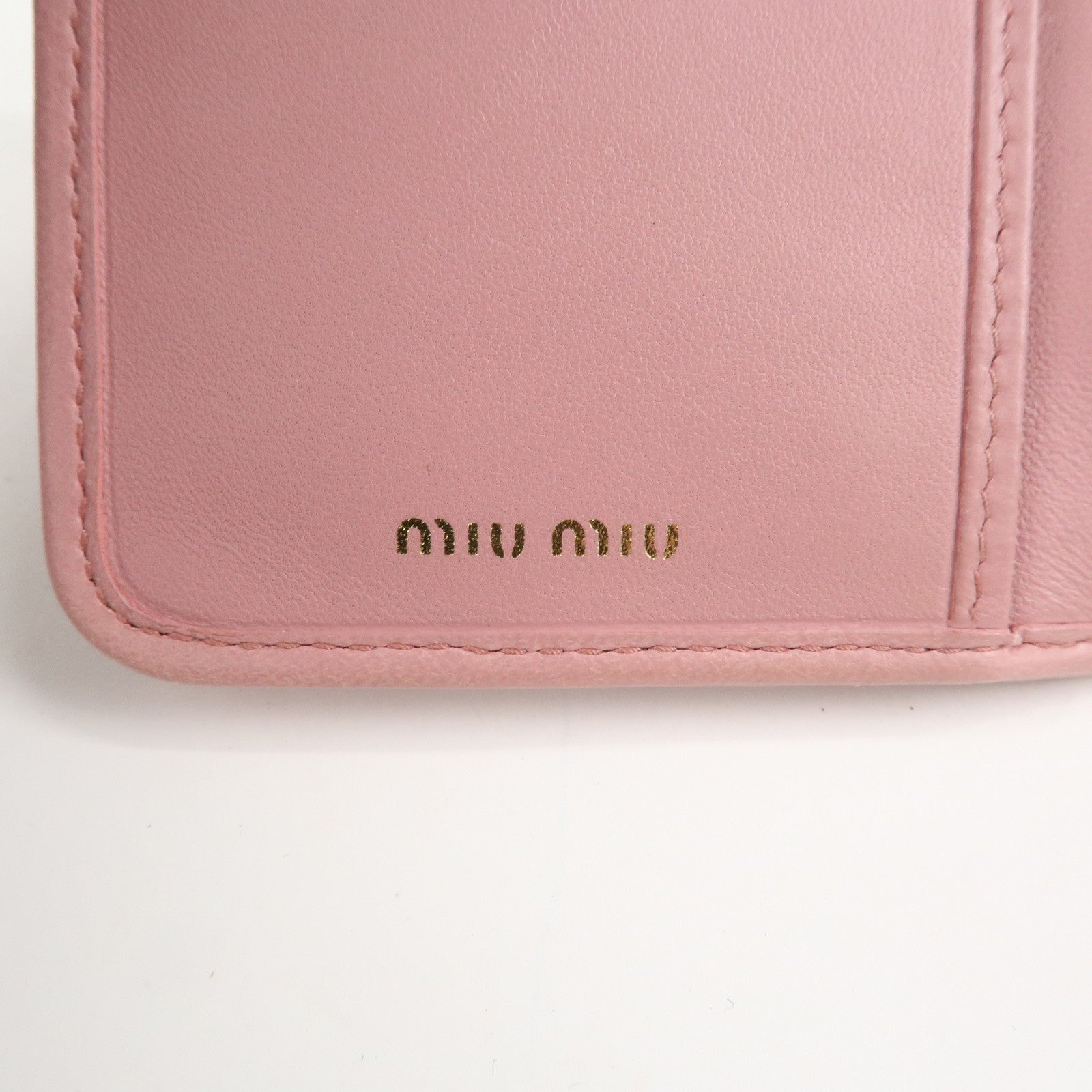 MIU MIU Matelasse Leather Trifold Wallet Pink 5ML225