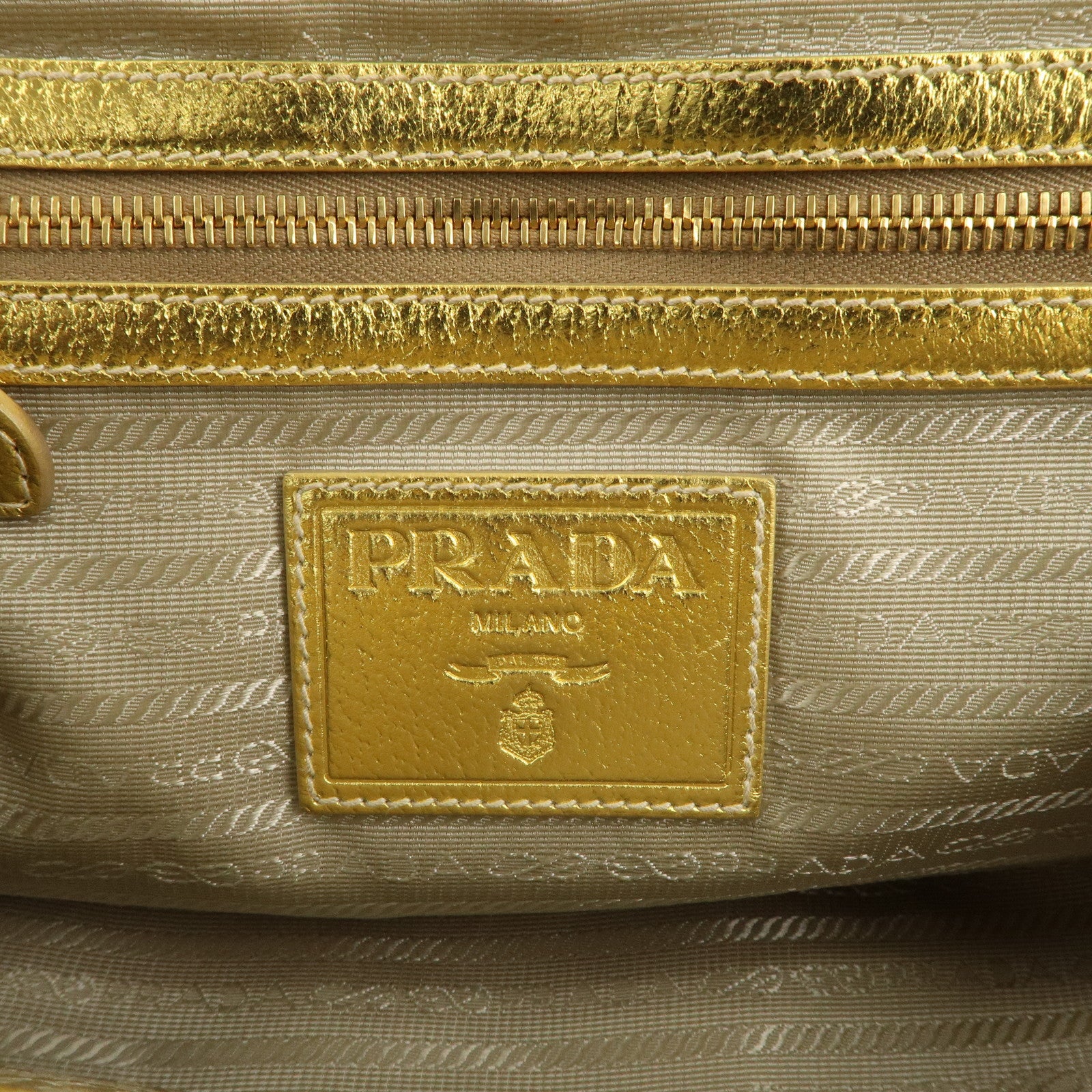 PRADA Raffia Leather Chain Shoulder Bag Natural Gold BR3692