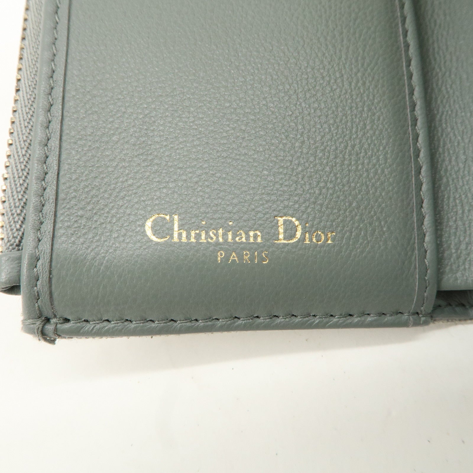 Christian Dior Trotter Jacquard Leather Saddle Lotus Wallet Gray Used