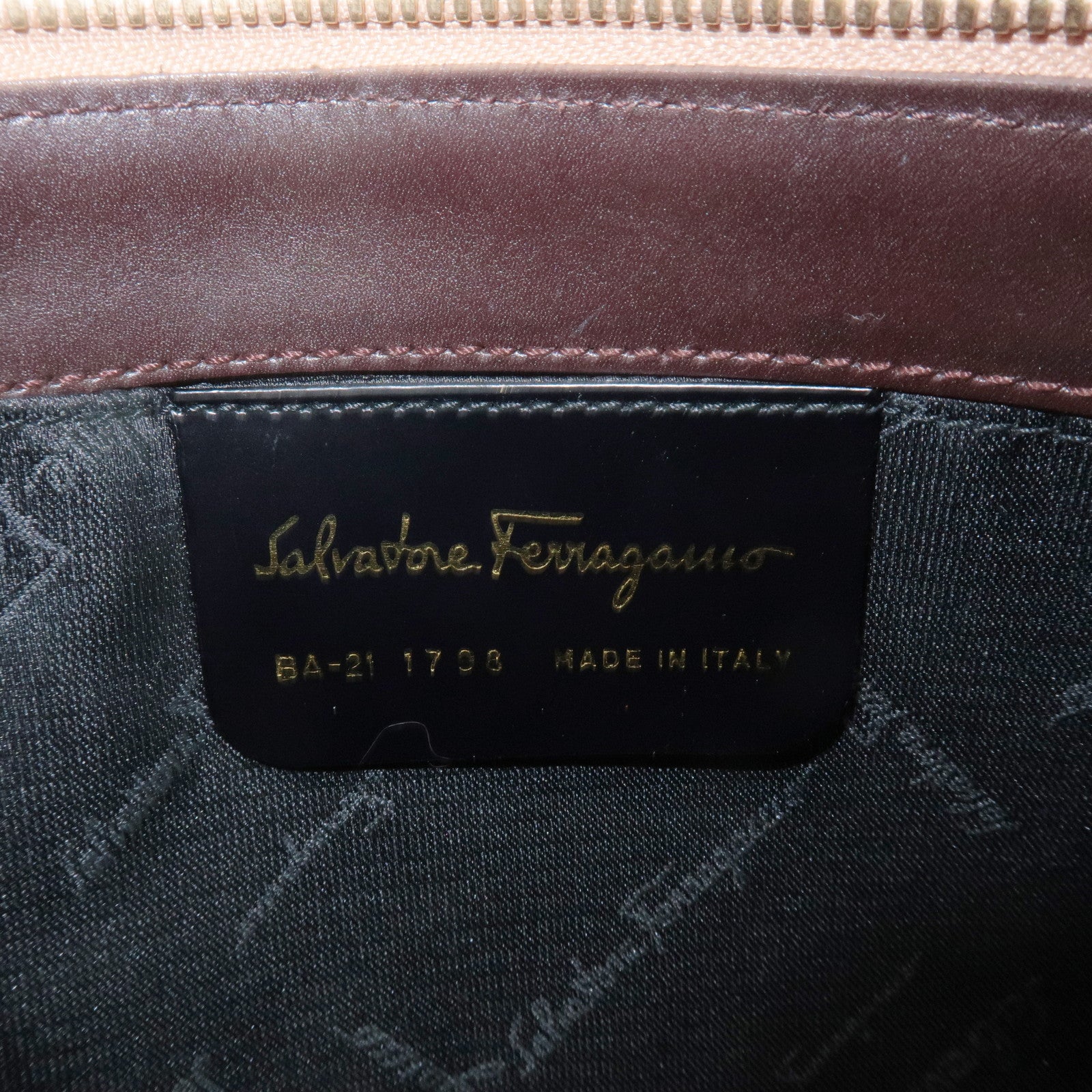 Ferragamo Gancini Canvas Leather Shoulder Bag Brown BA-211798 Used