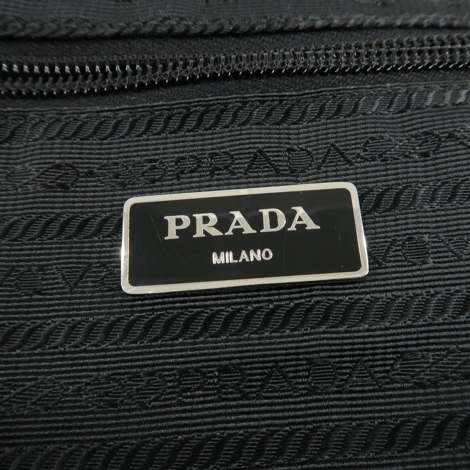 PRADA Logo Nylon Leather Back Pack Ruck Sack NERO Black BZ2811