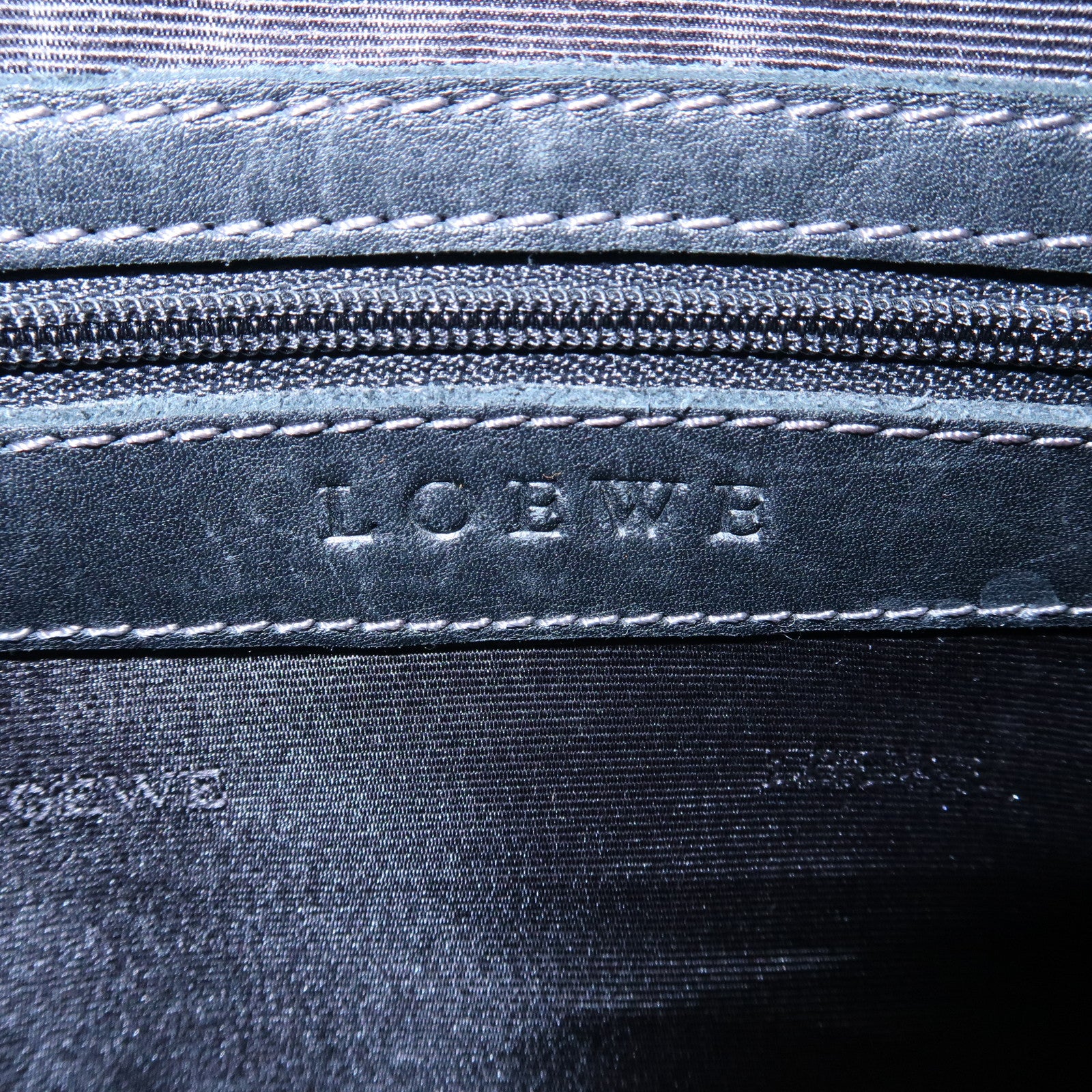 LOEWE Anagram Suede Leather Camoscio Hand Bag Black Used