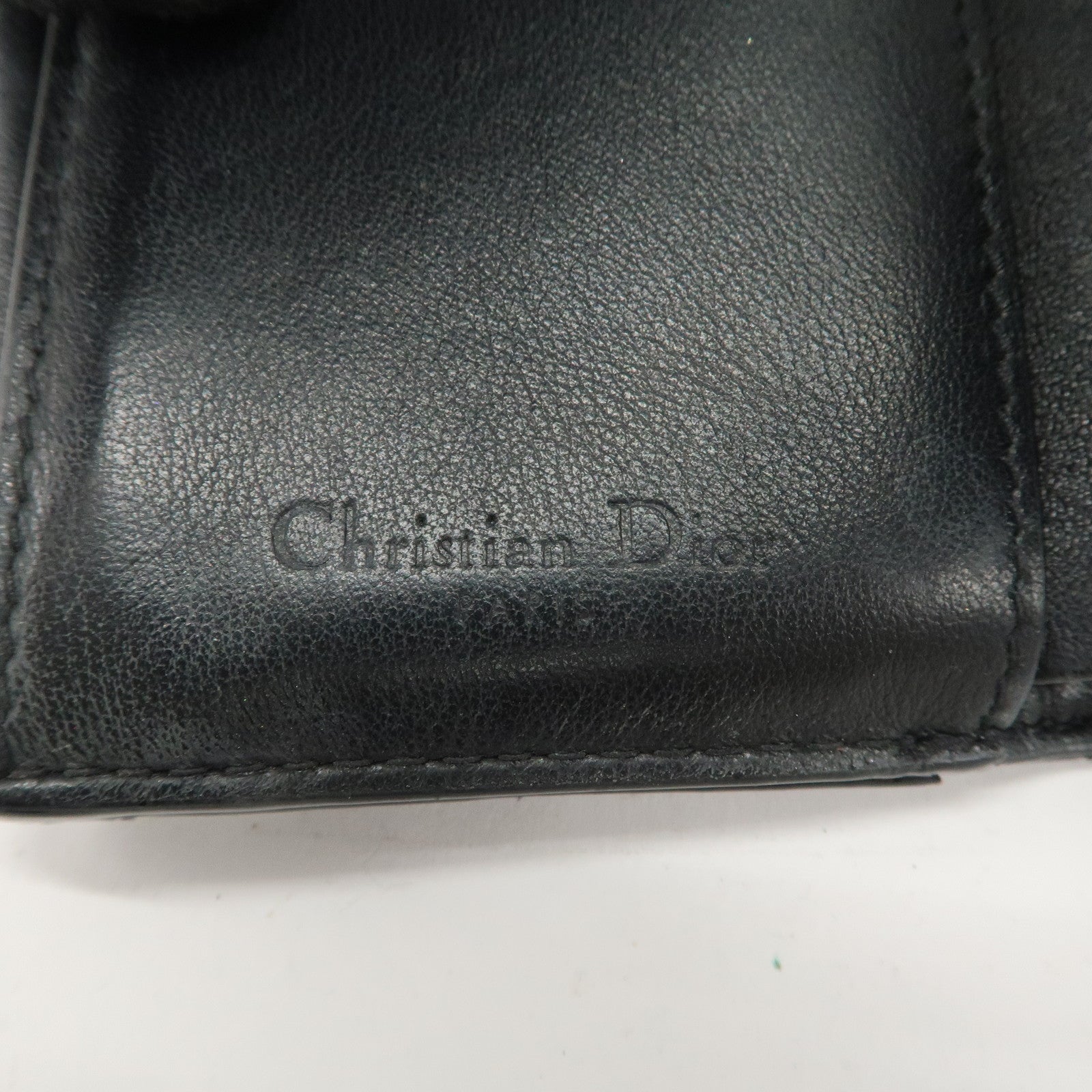 Christian Dior Cannage Patent Leather Lotus Wallet Black Used