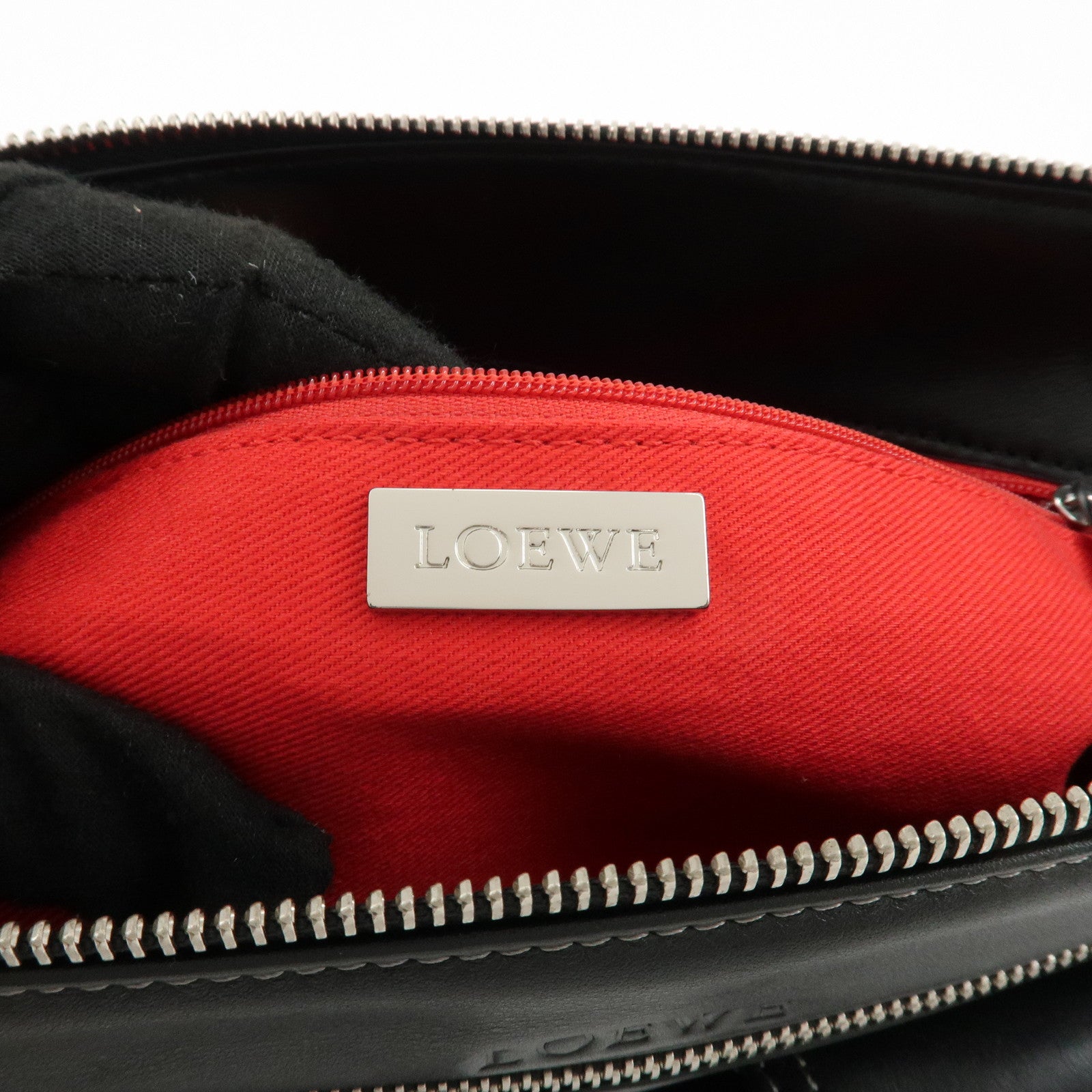 LOEWE Anaglam Leather Suede Shoulder Bag Hand Bag Black Used