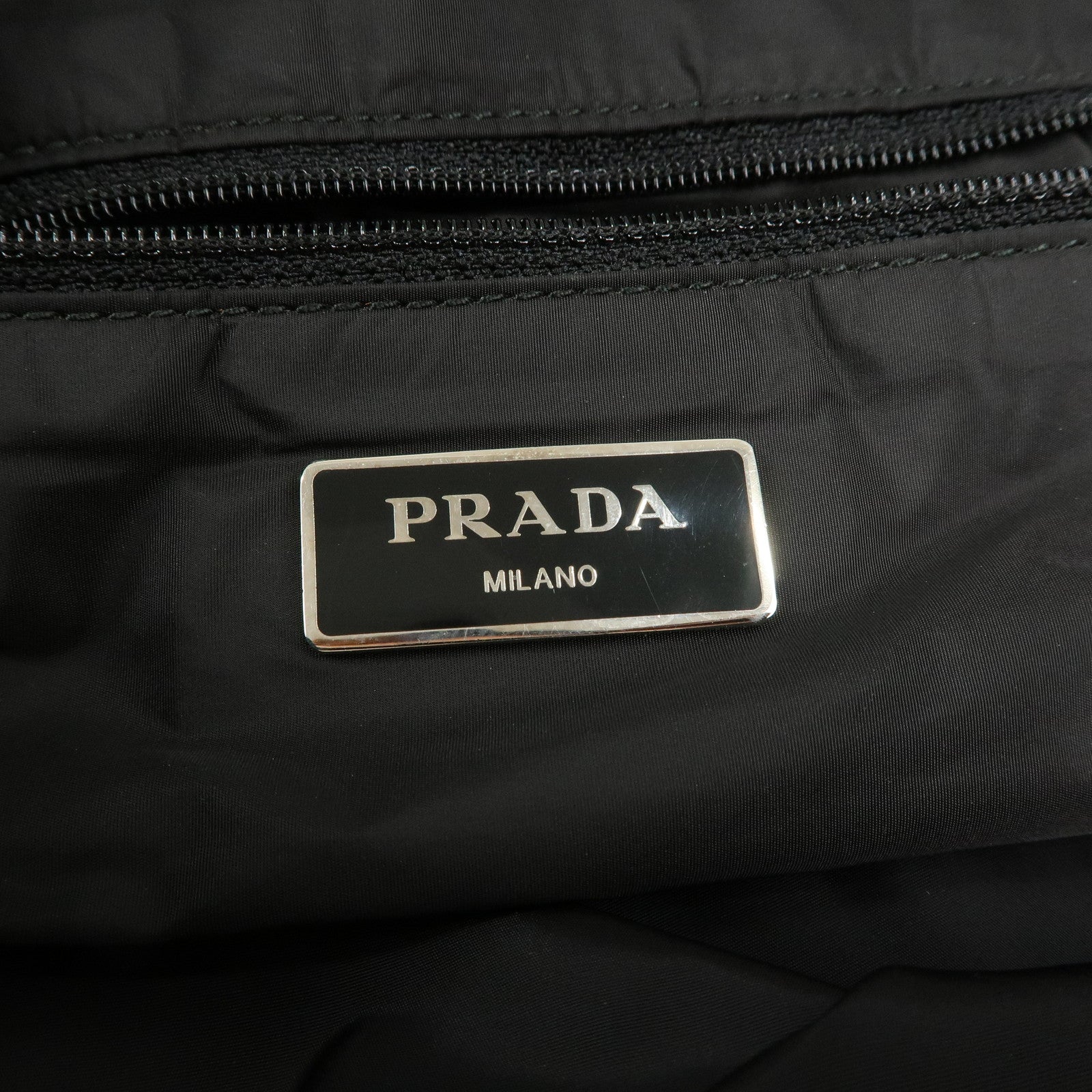 PRADA Nylon Tote Bag Khaki Camouflage Silver Hardware B4626C