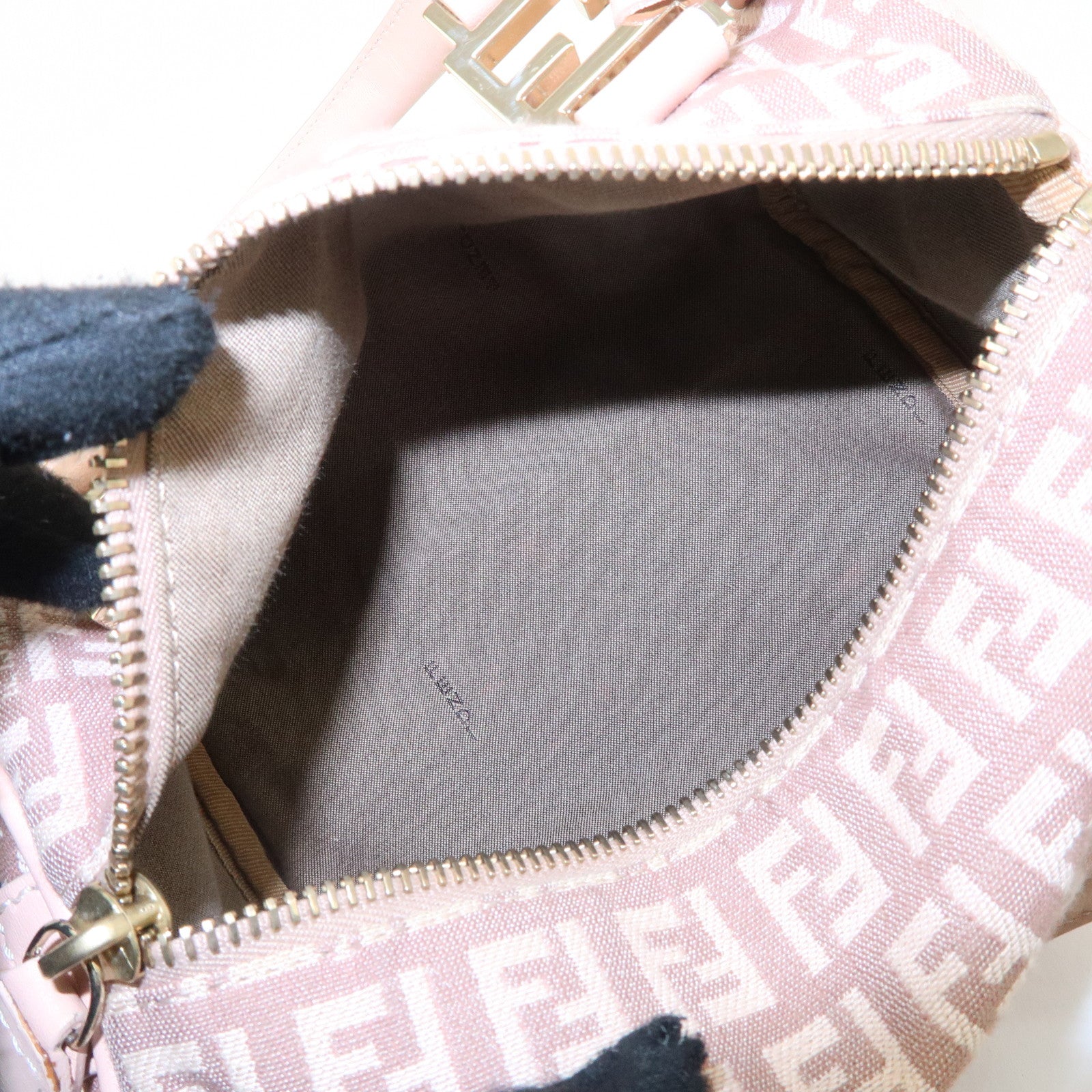 FENDI Zucchino Canvas Leather Mini Boston Bag Pink 8BL071