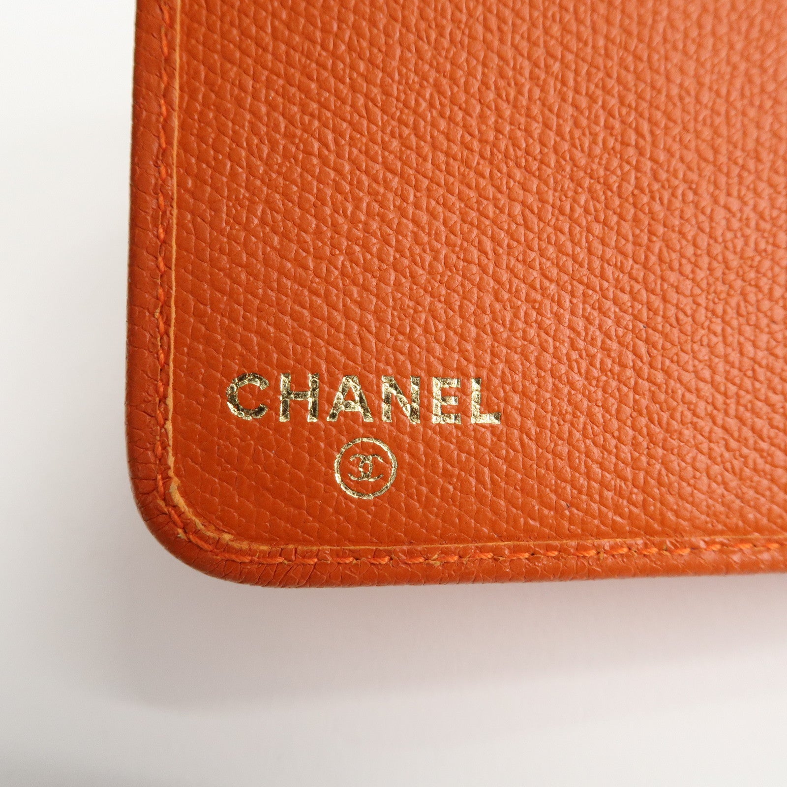 CHANEL Leather Planner Cover Orange Gold Hardware