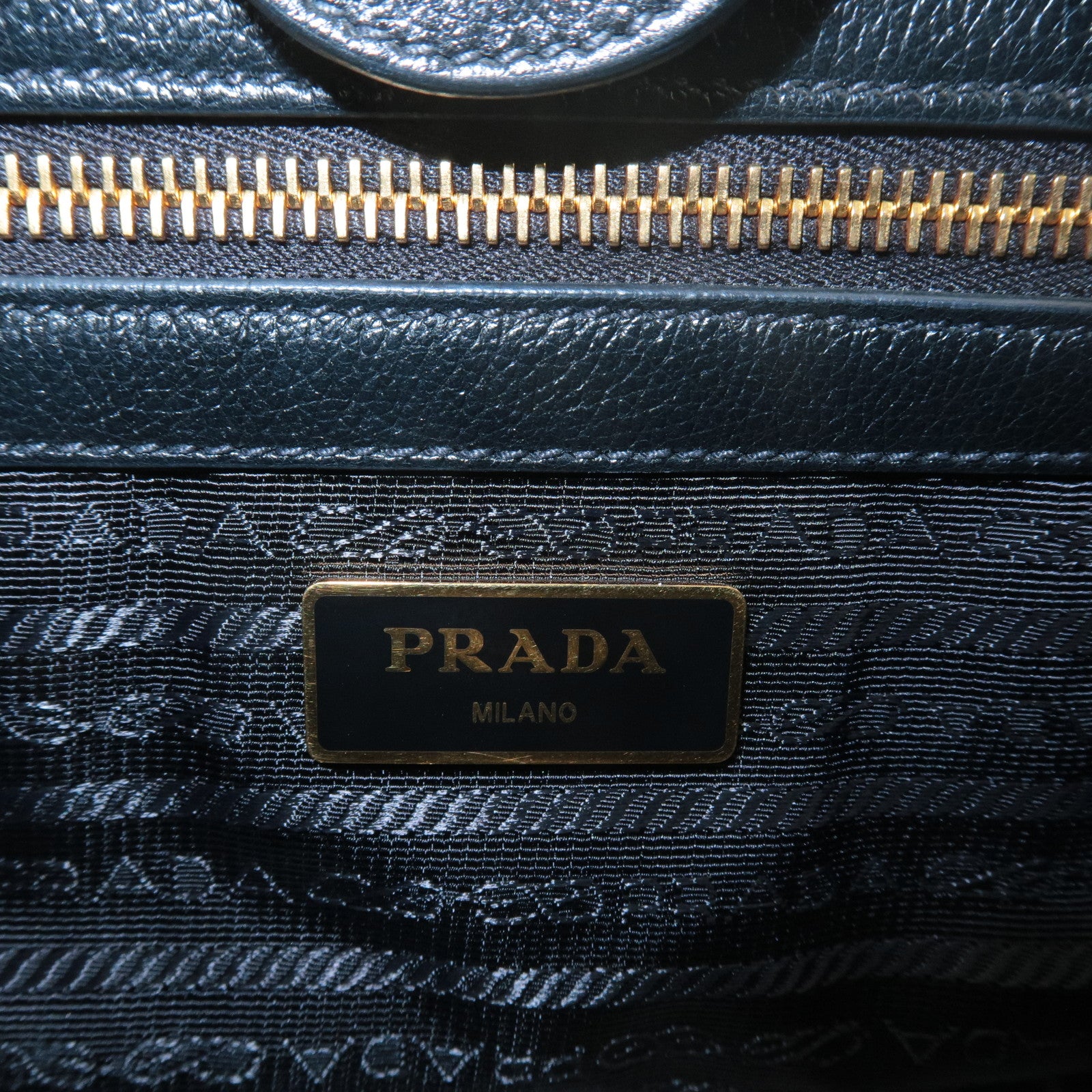 PRADA Logo Leather 2way Bag Hand Bag Shoulder Bag Black