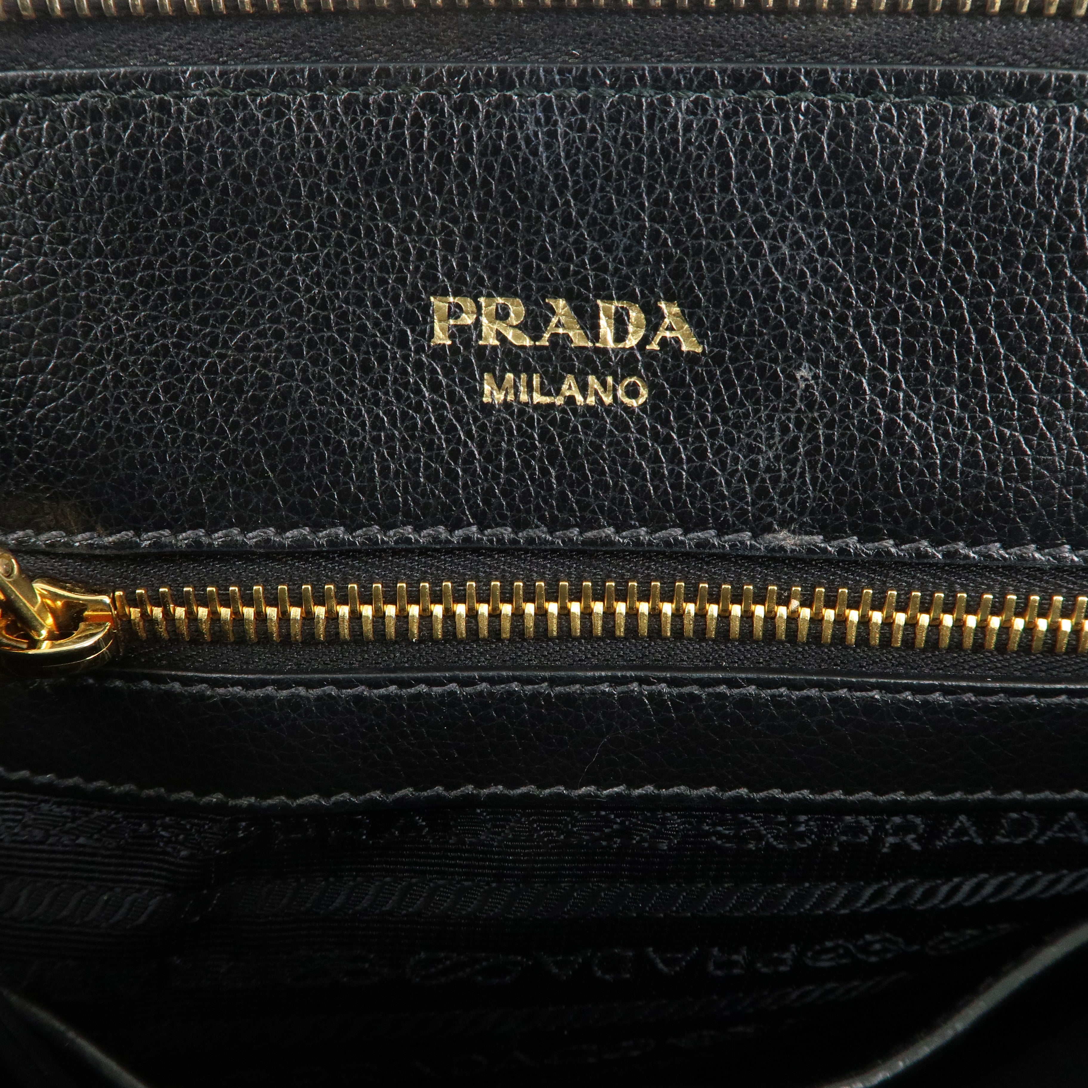 PRADA Leather 2Way Bag Hand Bag Shoulder Bag Black 1BA104