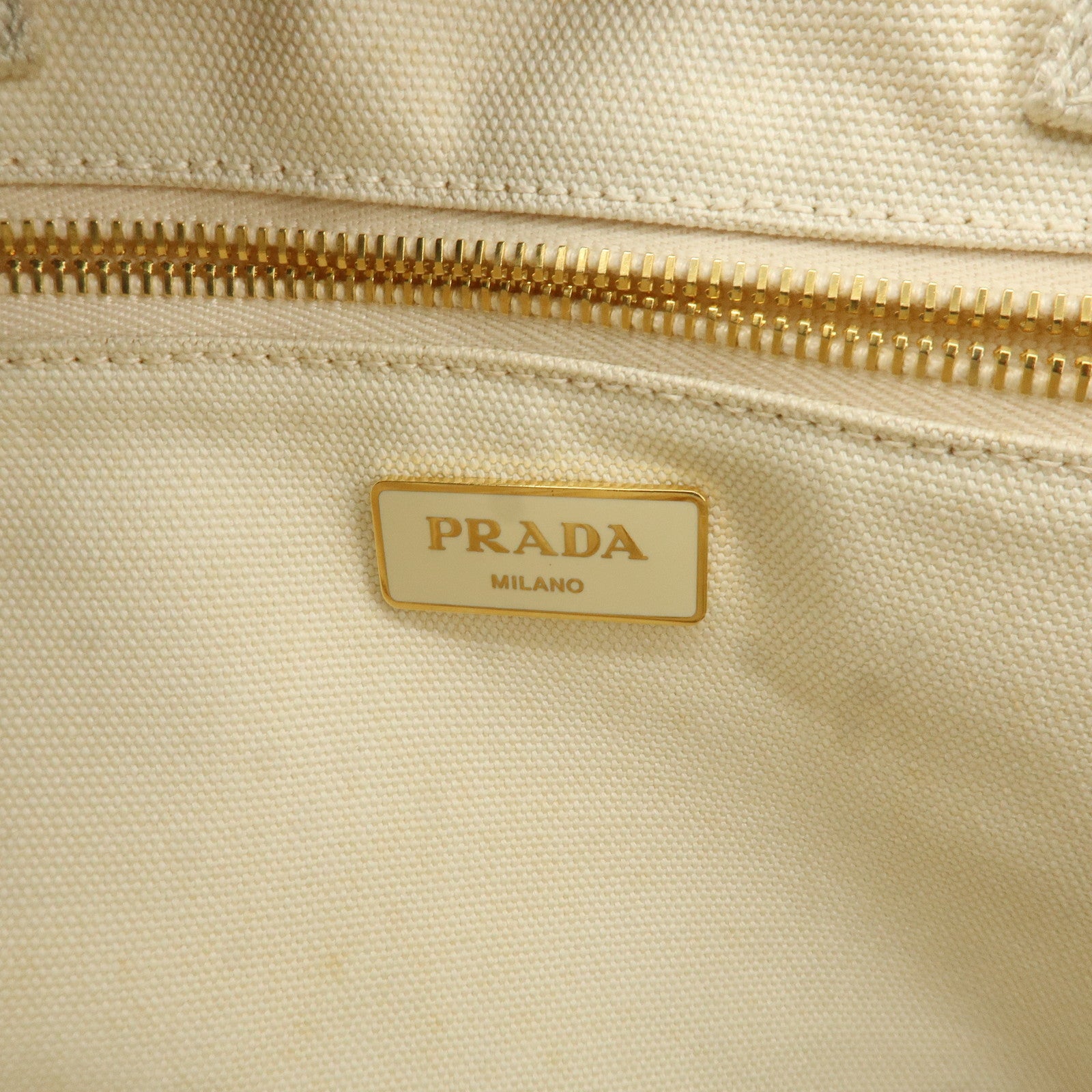 PRADA Logo Canapa Large Canvas Tote Hand Bag Ivory BN1872