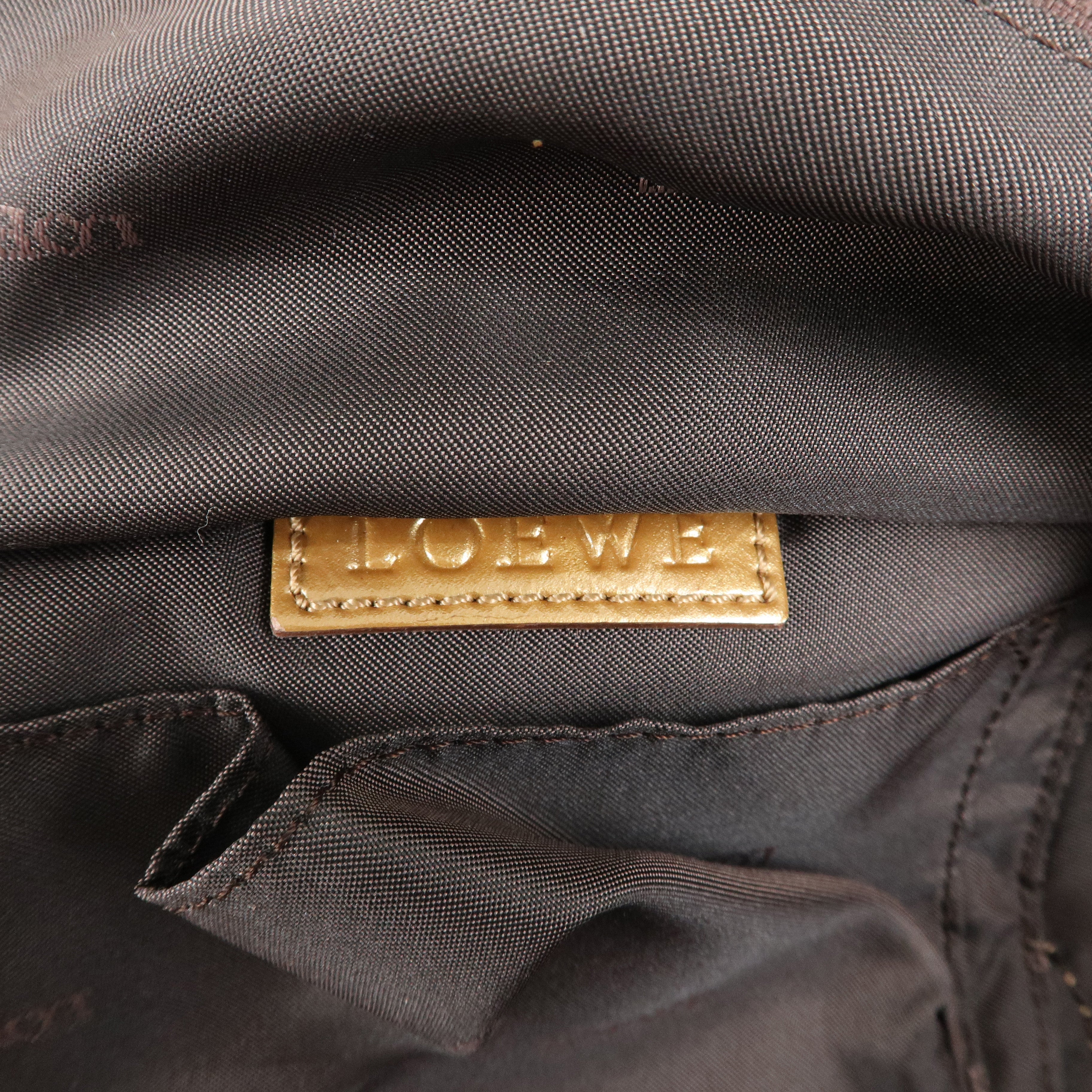 LOEWE Anagram Patent Leather Nappa Aire Hand Bag Gold