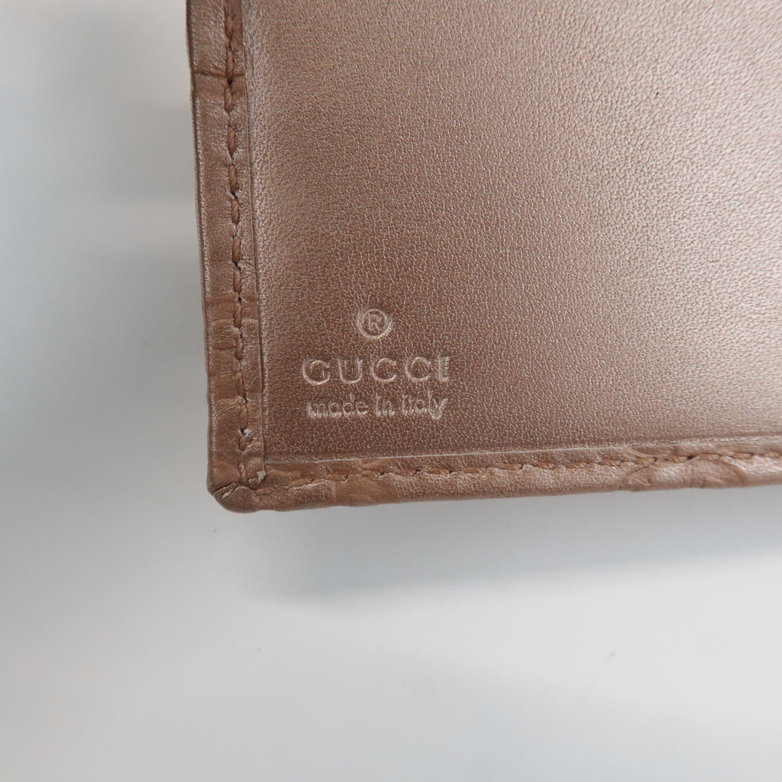 GUCCI Guccissima Guccissima Leather Bifold Wallet Beige 233022 Used