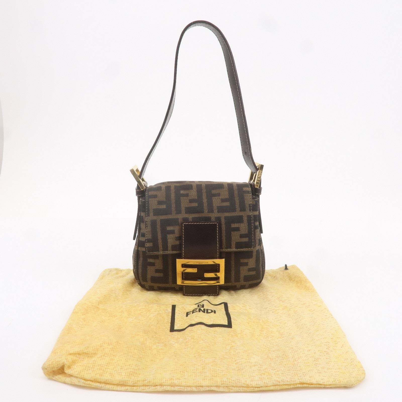 FENDI Zucca Canvas Leather Mini Mamma Bucket 222826571.089