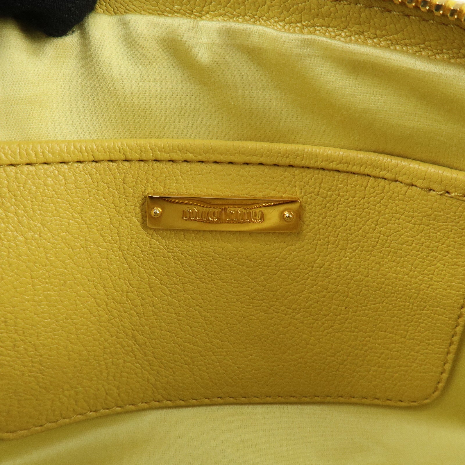 MIU MIU Leather MADRAS BICOLORE Shoulder Bag Yellow RT0539