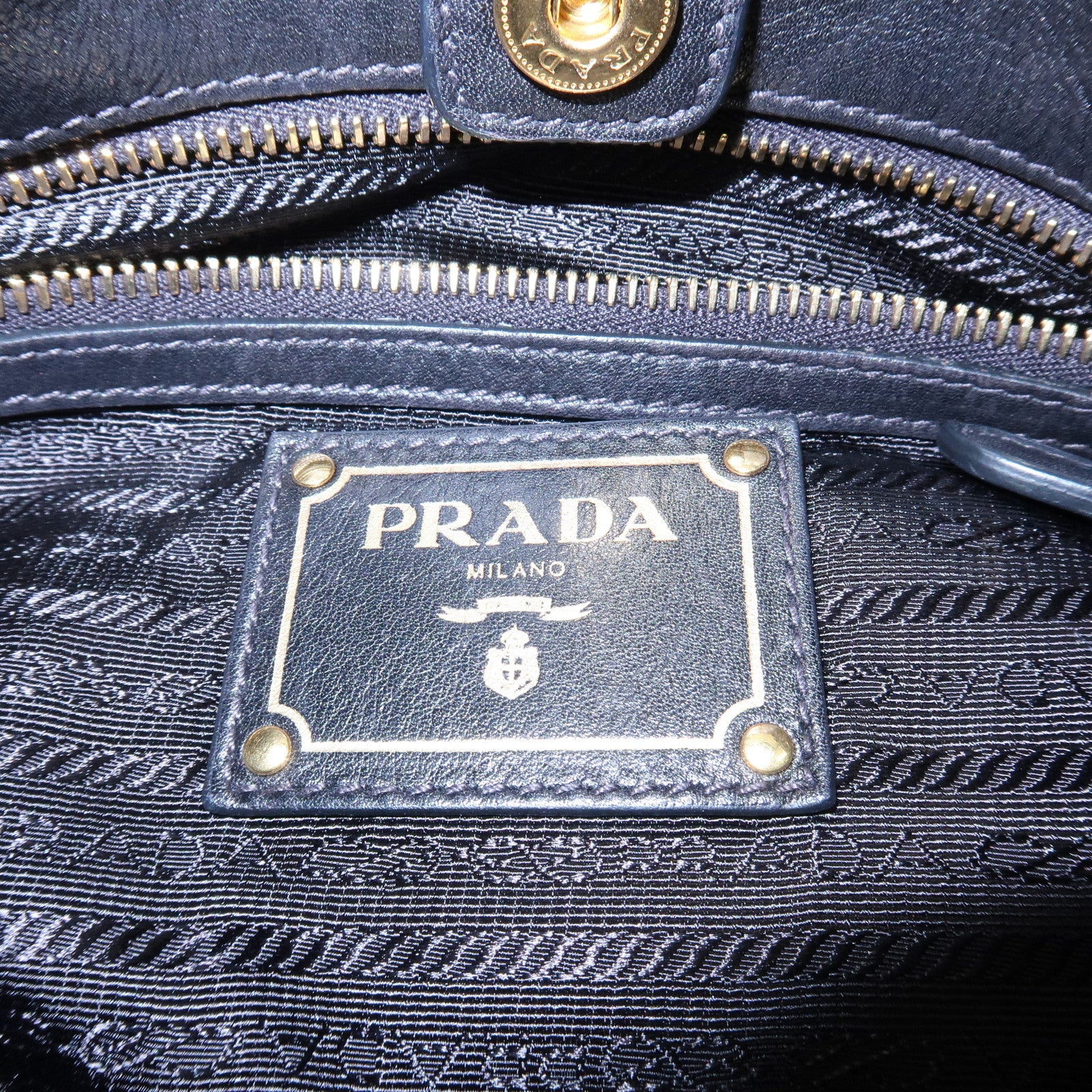 PRADA Nylon Leather Gathered One Shoulder Bag Black Gold HDW