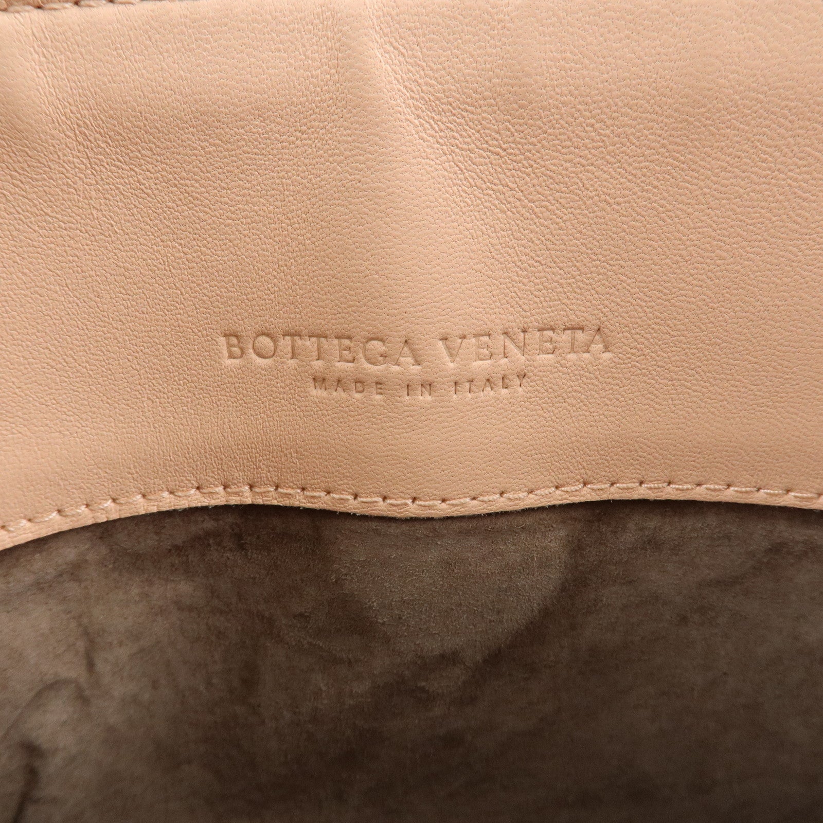 BOTTEGA VENETA Intrecciato Leather Chain Shoulder Bag Pink Beige