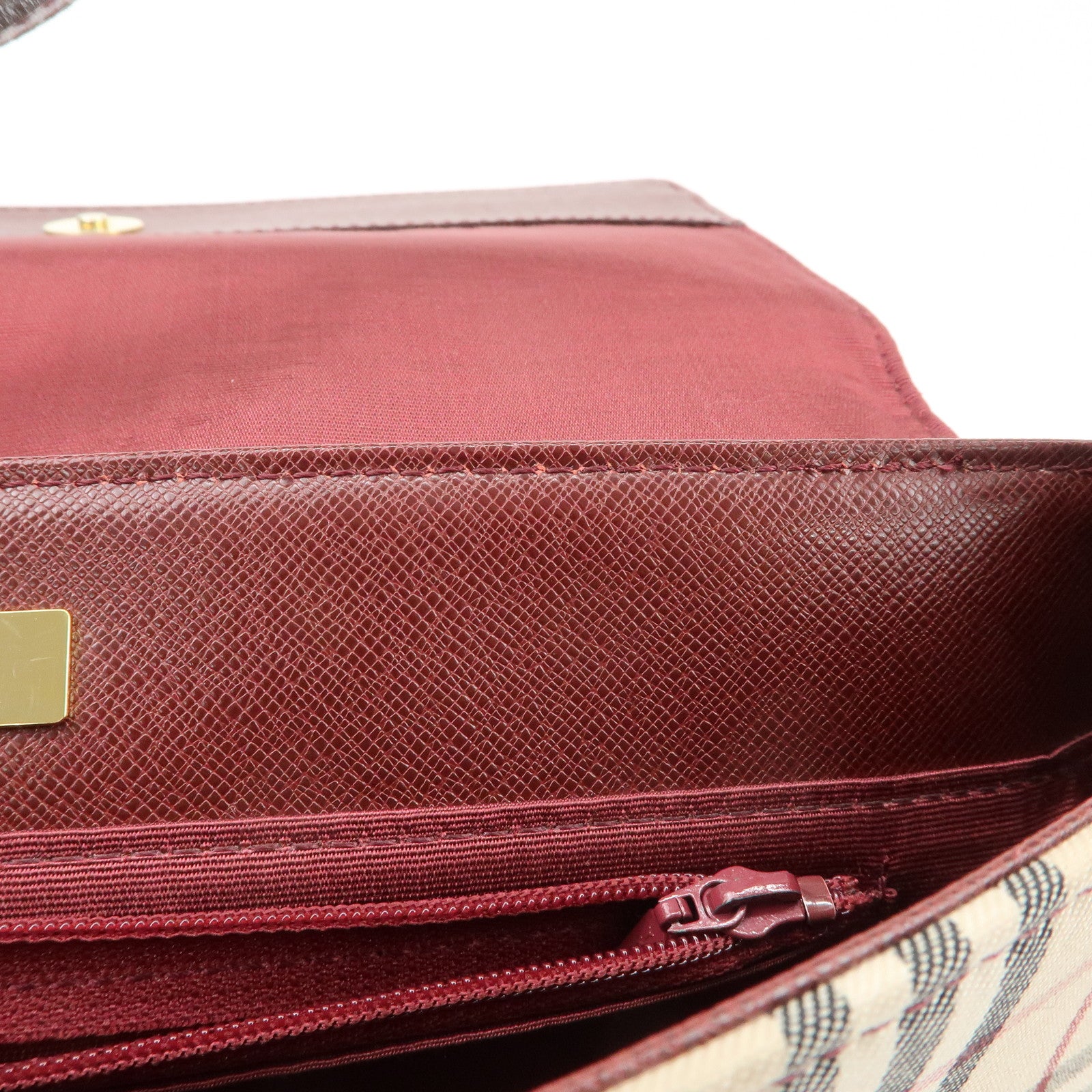 BURBERRY Canvas Leather Nova Plaid Shoulder Bag Hand Bag Bordeaux