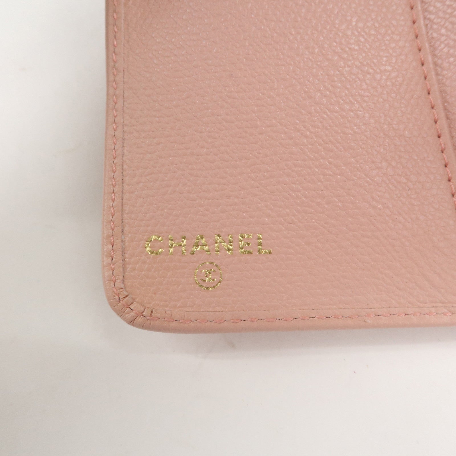 CHANEL Leather Planner Cover Pink Gold Hardware Used