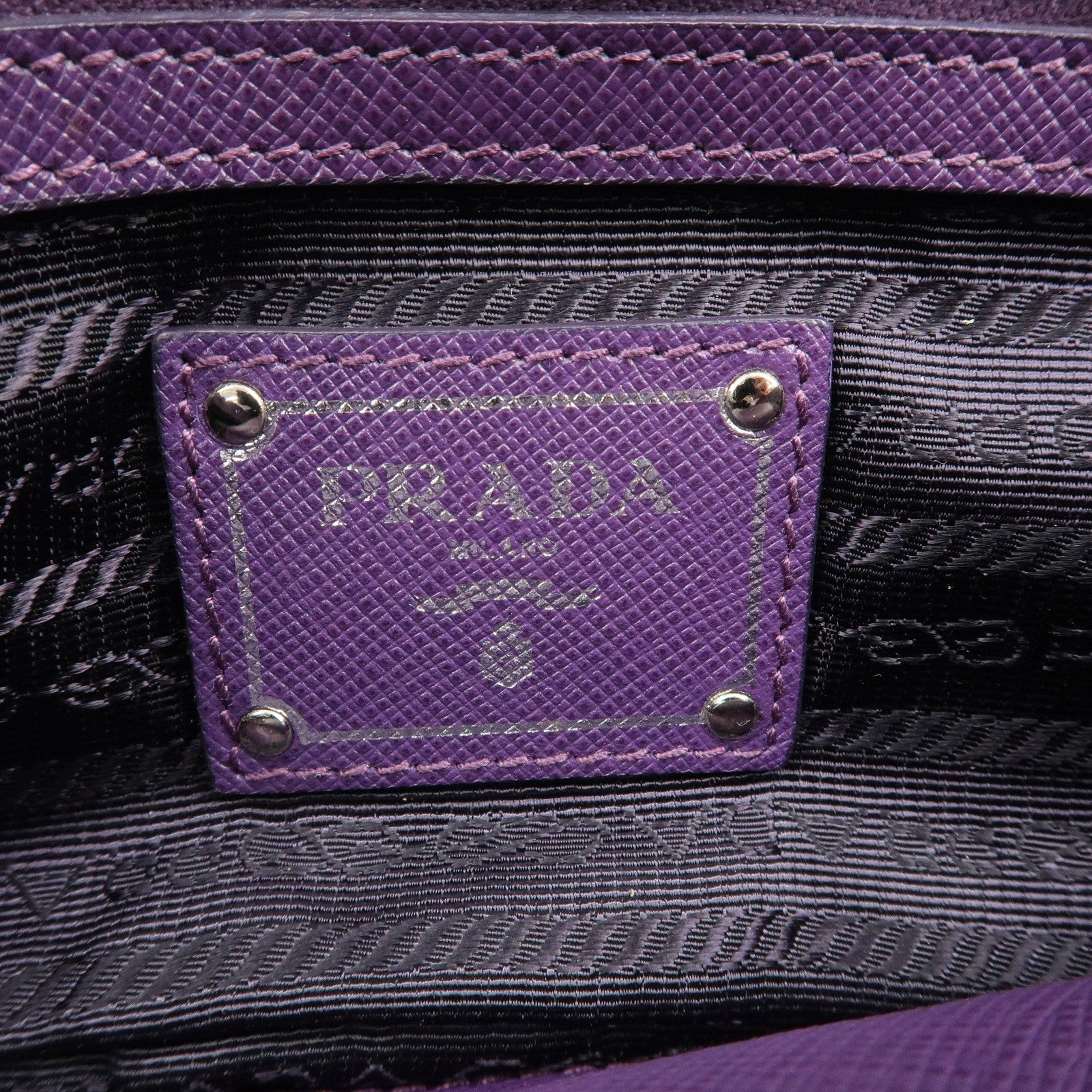 PRADA Nylon Leather Gathered Shoulder Bag Purple BR4609